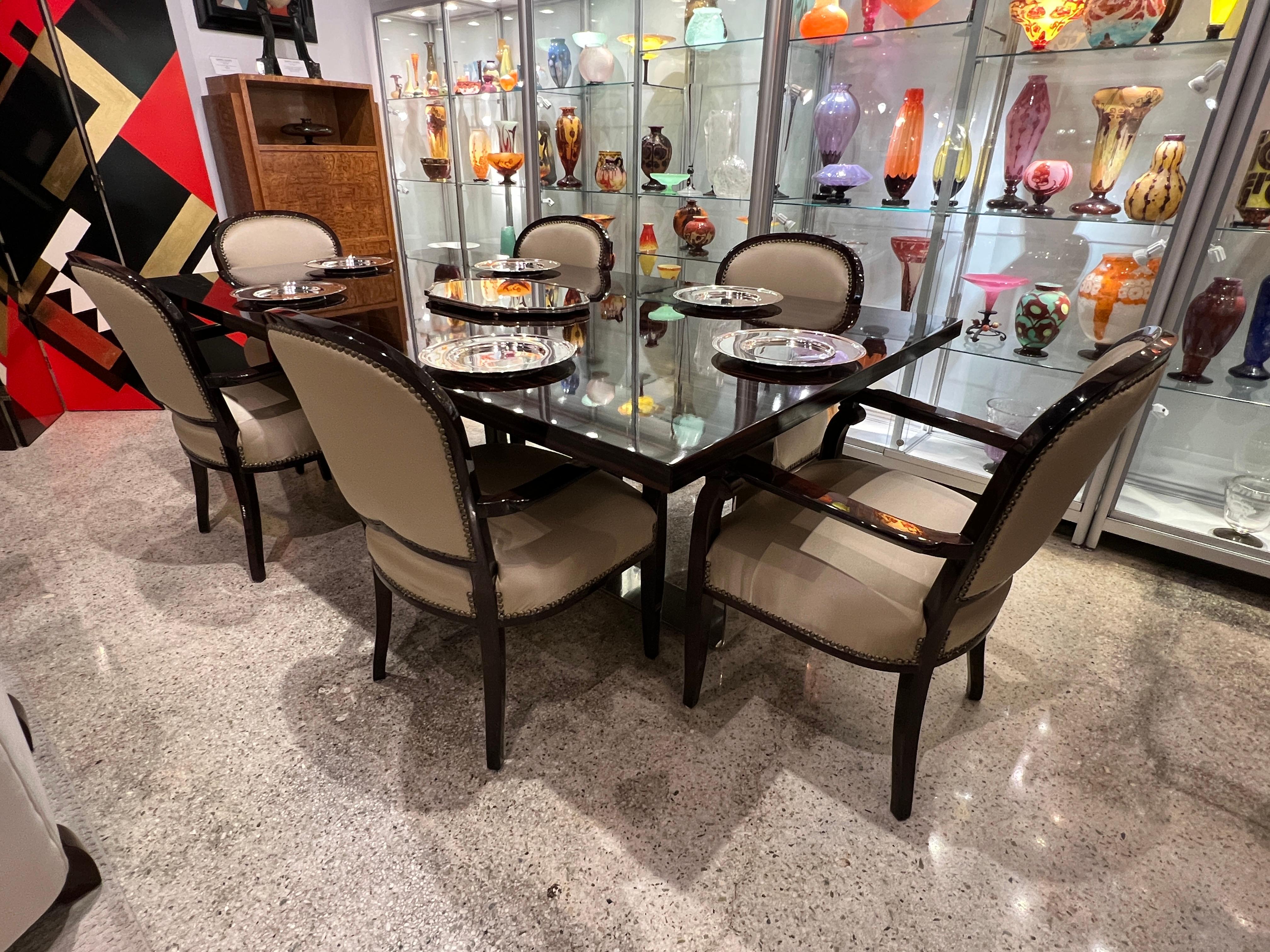 Art Deco Set of 6 Dining Chairs by Jules Leleu 3