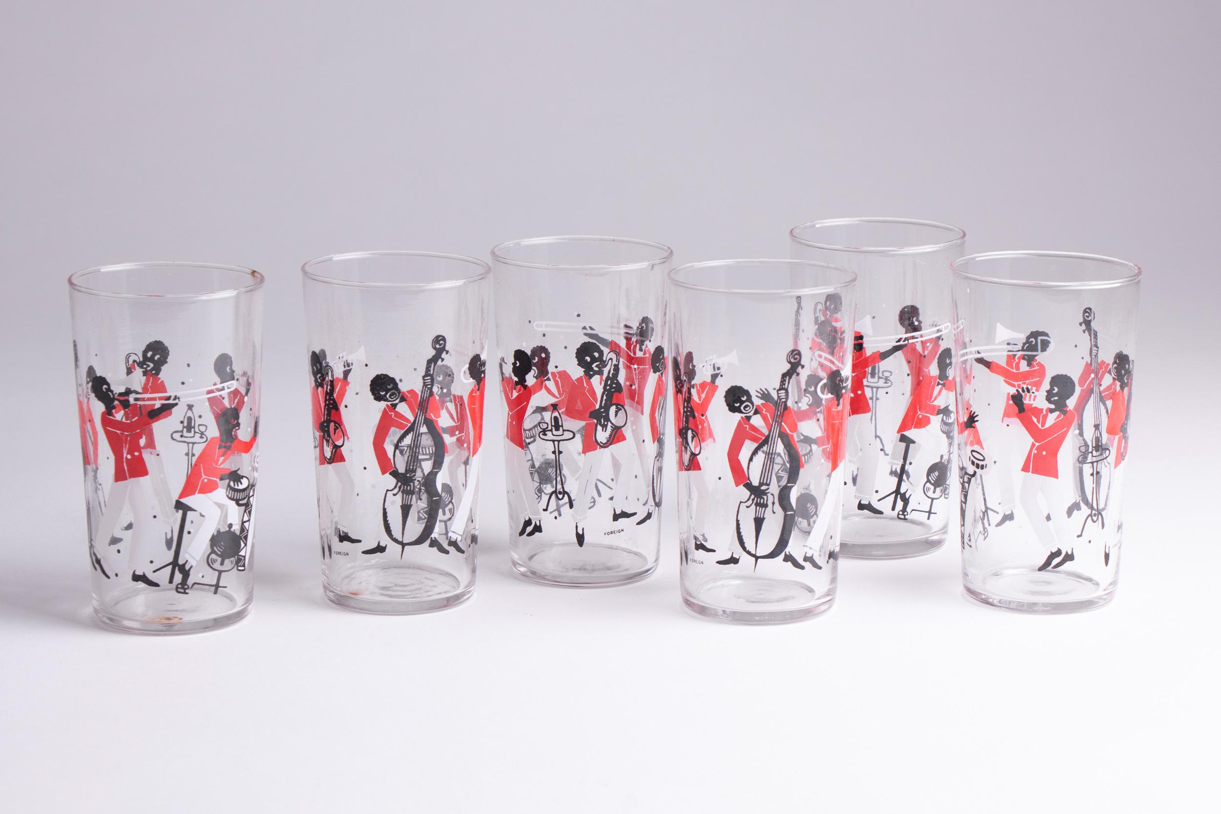 Art Deco Set of 6 Jazz Band High Ball Glasses In Good Condition In London, GB
