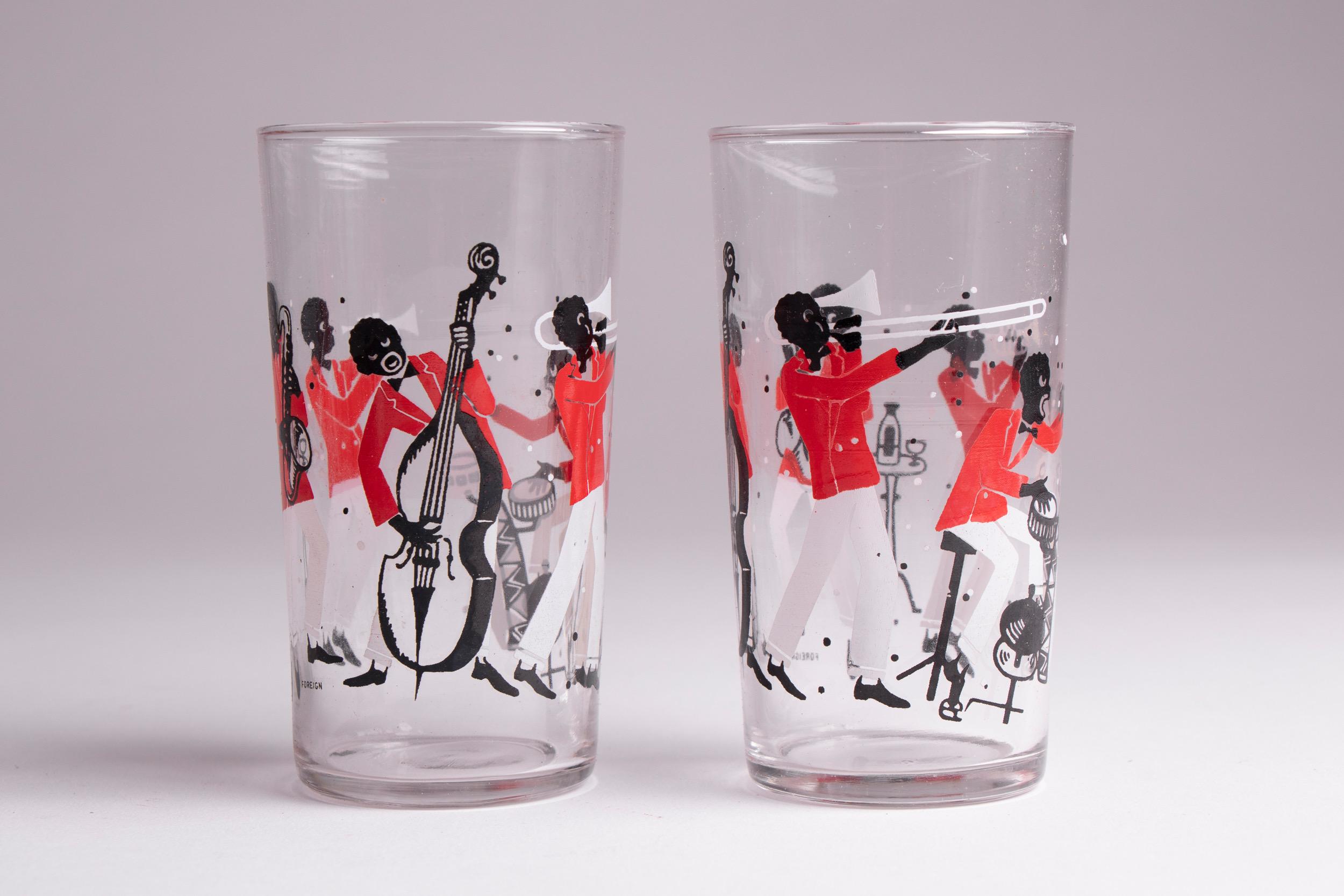 20th Century Art Deco Set of 6 Jazz Band High Ball Glasses