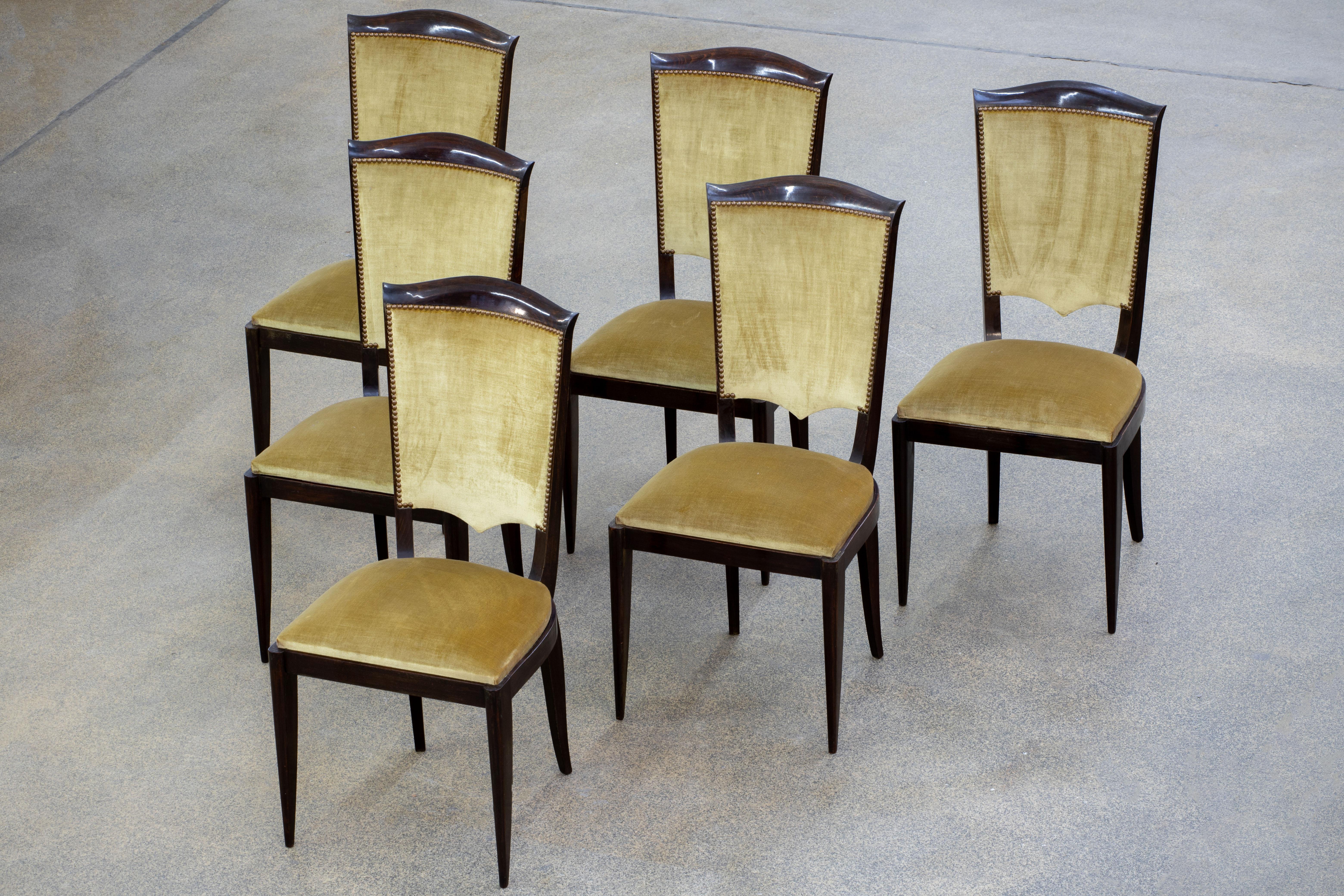 Ensemble Art Déco de 6 chaises en chêne, France, 1940 en vente 2
