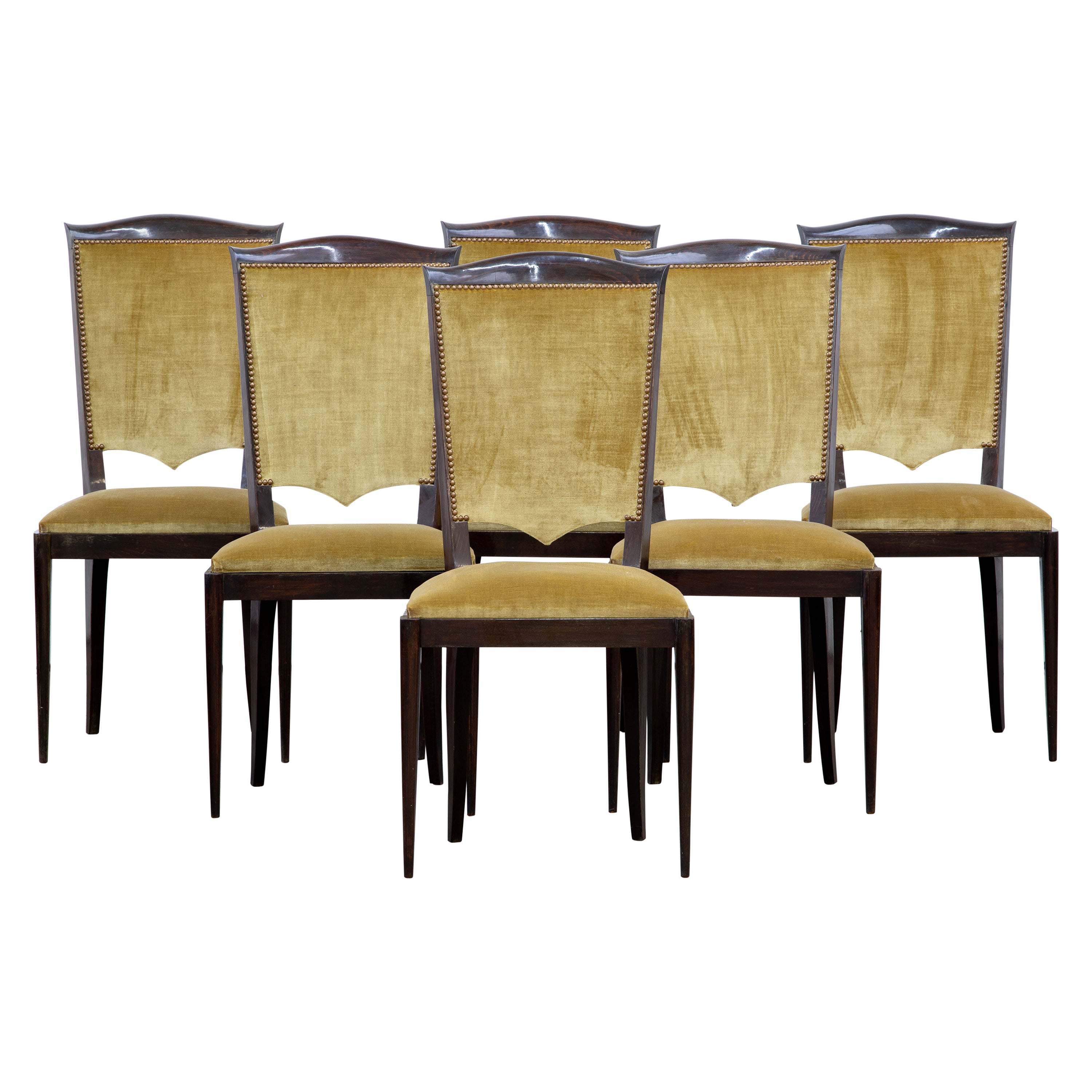 Art Deco Set of 6 Oak Chairs, France, 1940
