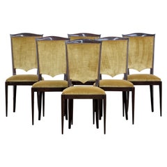 Art Deco Set of 6 Oak Chairs, France, 1940
