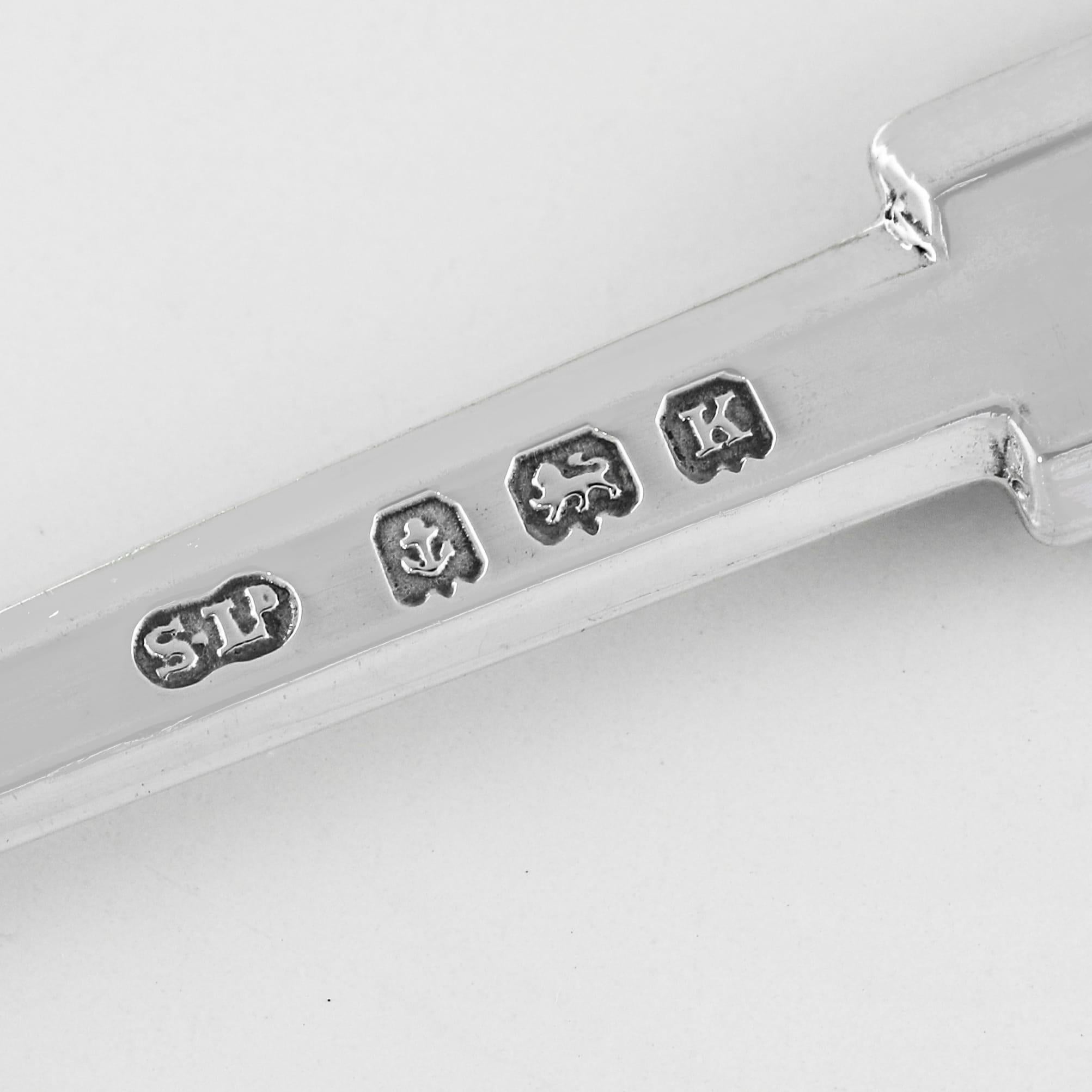 Metà XX secolo Set di 6 cucchiai da tè in argento e smalto Art déco del 1933 in vendita