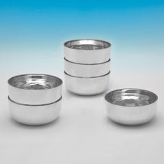 Art Deco Set of 6 Sterling Silver Set Bowls - Charles Edwards London 1931