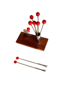 Art Deco Set of Eight Cocktail Picks with a Dog Balancing a Ball on Its Nose