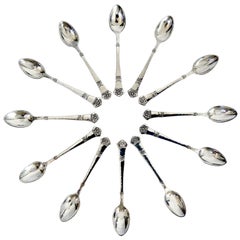 Art Deco Set of Silver Spoons, Sweden, 1936