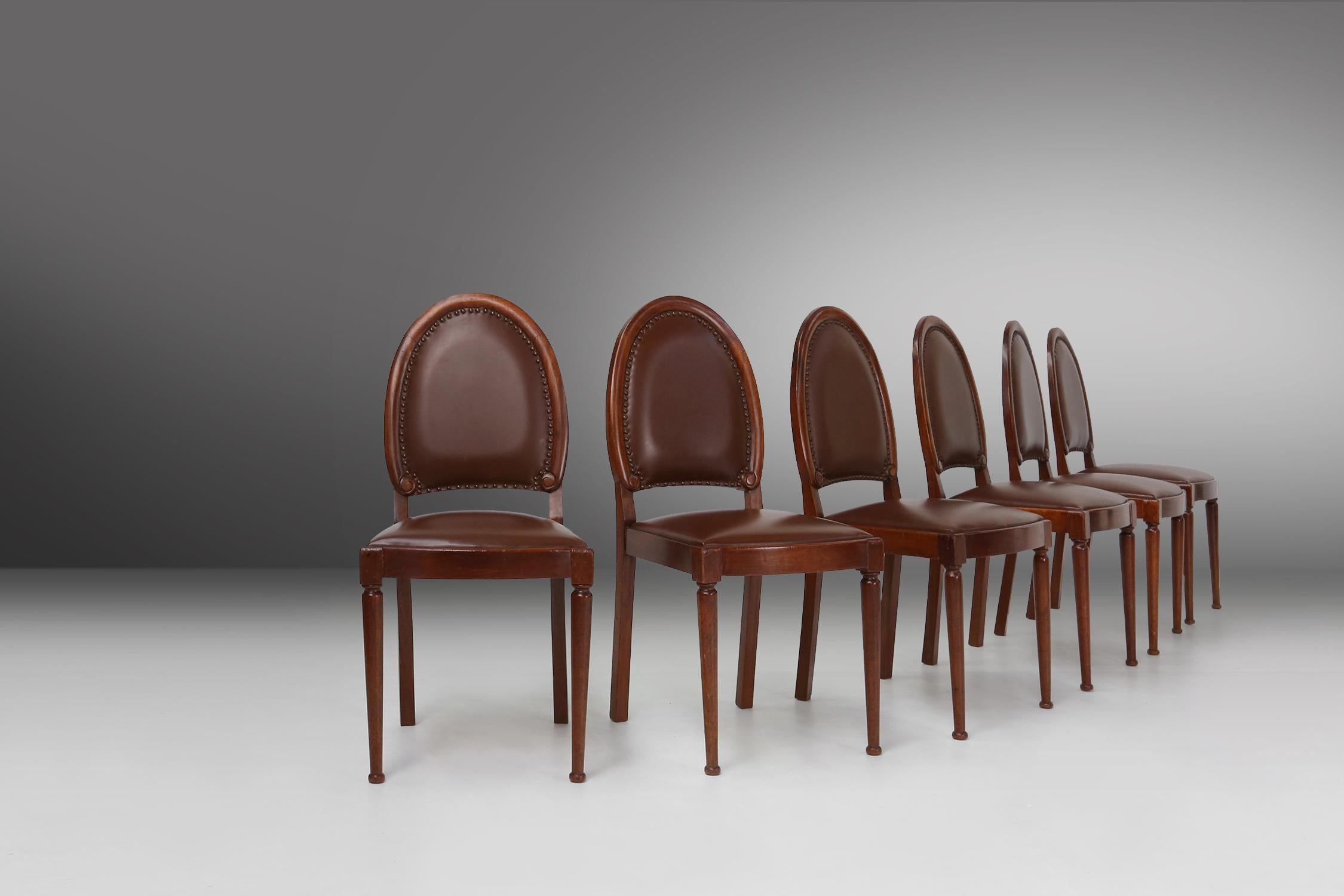 Art Deco set of six chairs by De Coene 1930 For Sale 6