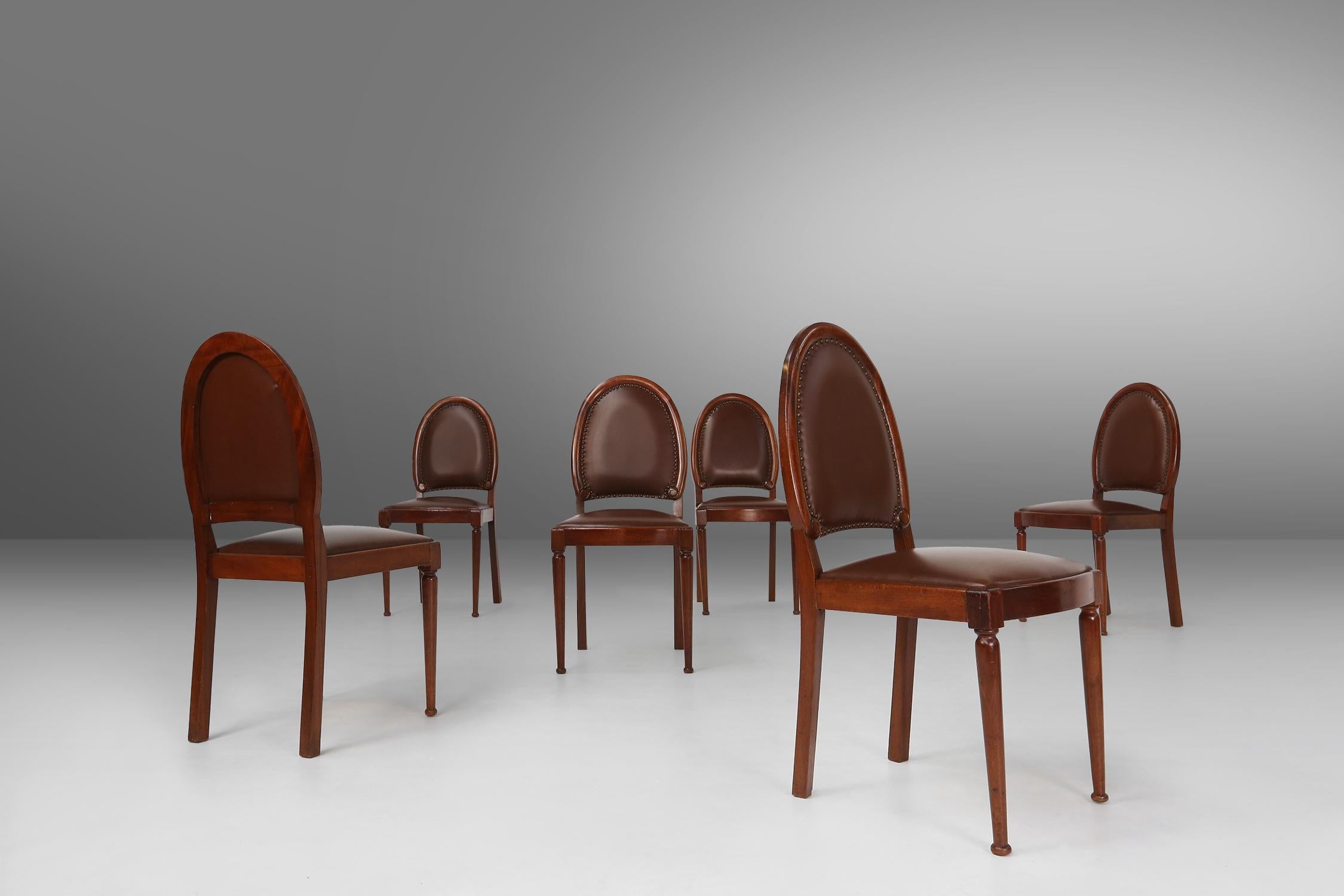 Belgian Art Deco set of six chairs by De Coene 1930 For Sale
