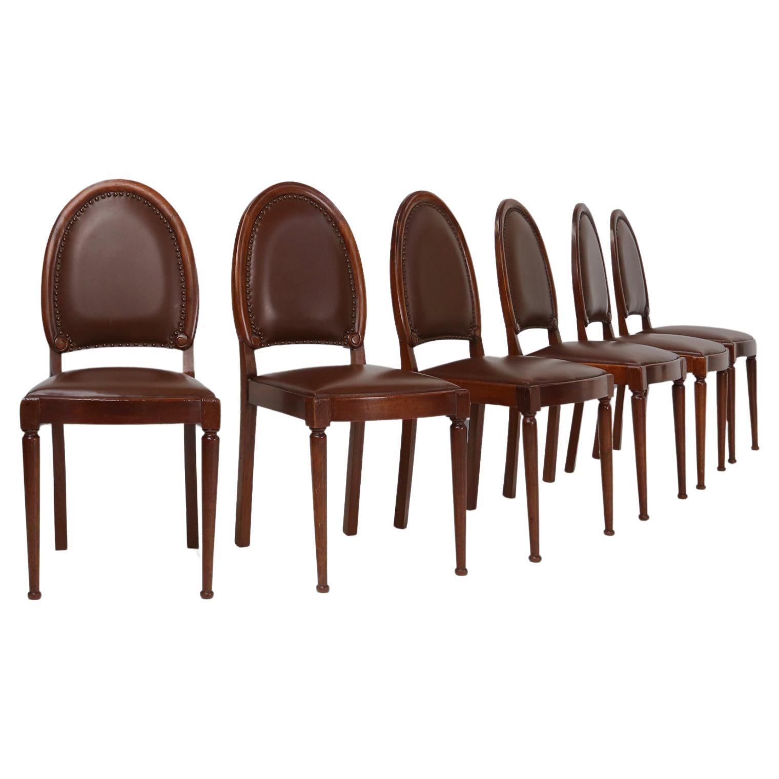Art Deco set of six chairs by De Coene 1930 For Sale