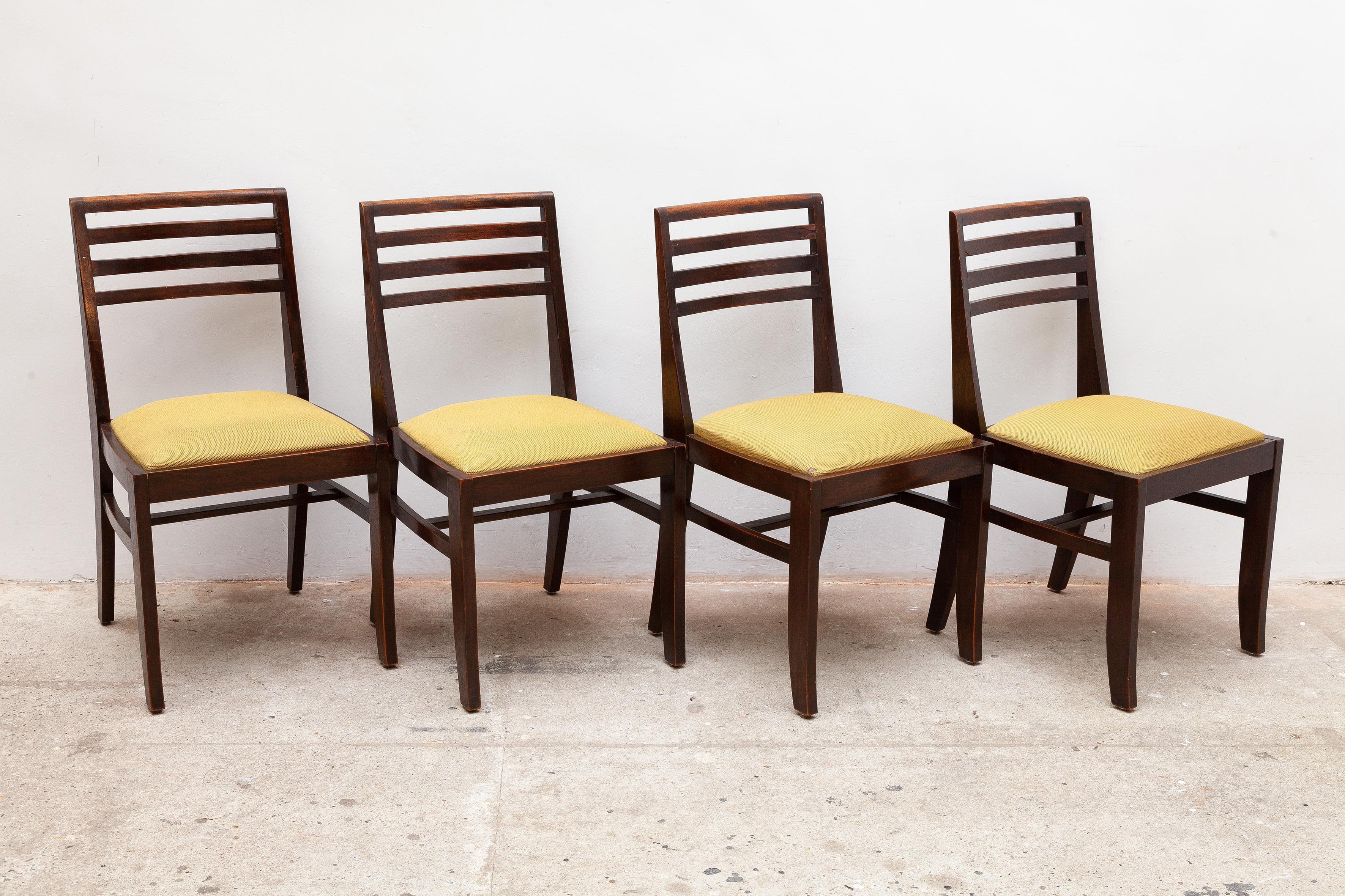 Oak Art Deco Set of Six chairs designed by De Coene, Belgium, 1930s