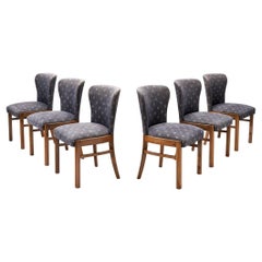 Art Deco Set of Six Dining Chairs in Walnut
