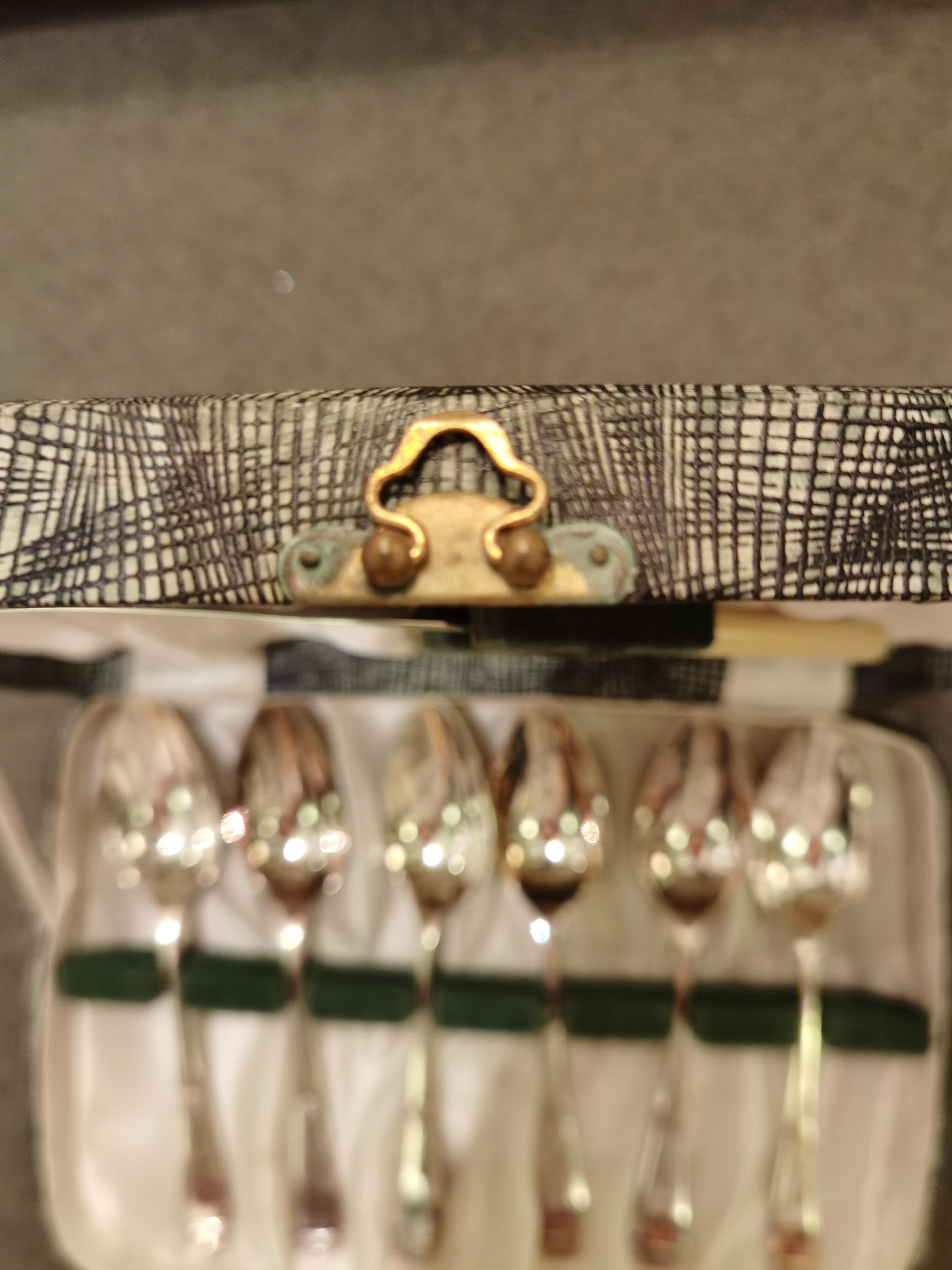 Art Deco Set of Six Grapefruit Spoons with Knife Silver Plated, England 1