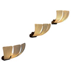 Ensemble Art déco de trois appliques « Modèle 5235, variante » de Carlo Scarpa pour Venini, années 1930