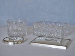 Art-Deco-Set aus zwei Boxen aus geschliffenem Kristall und Sterlingsilber von Topázio:: Portugal