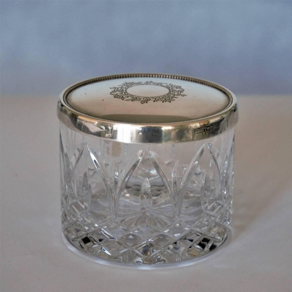 20th Century Art Deco Set of Two Cut Crystal and Sterling Silver Boxes by Topázio, Portugal