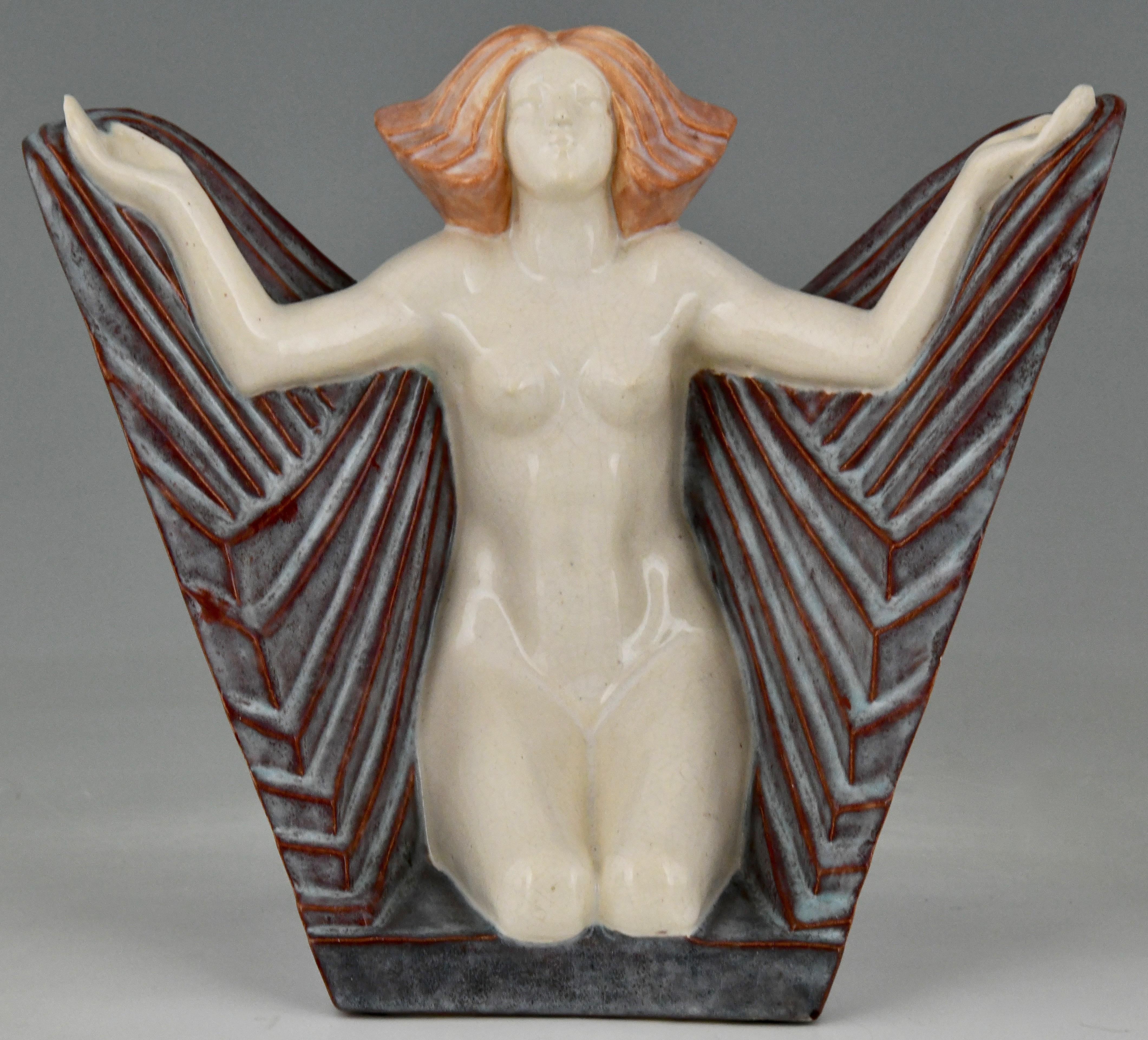 Art Deco Set with Seated Nudes by Narezo for Kaza Editions 1925 In Good Condition In Antwerp, BE