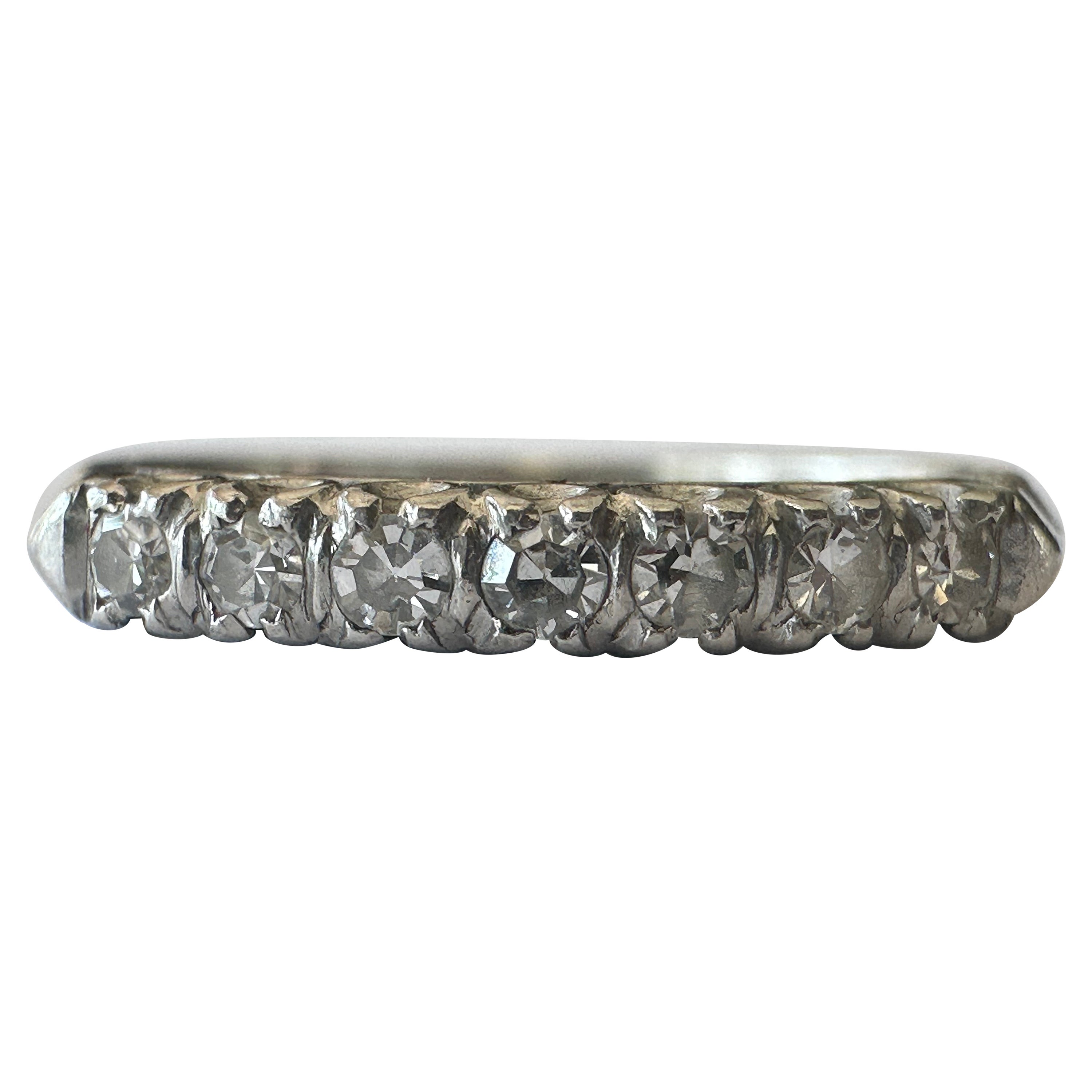 Bague Art déco à sept pierres, diamants et platine