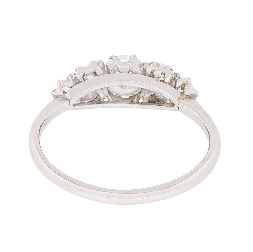 Women's or Men's Art Deco Seven-Stone Diamond Ring, circa 1930s