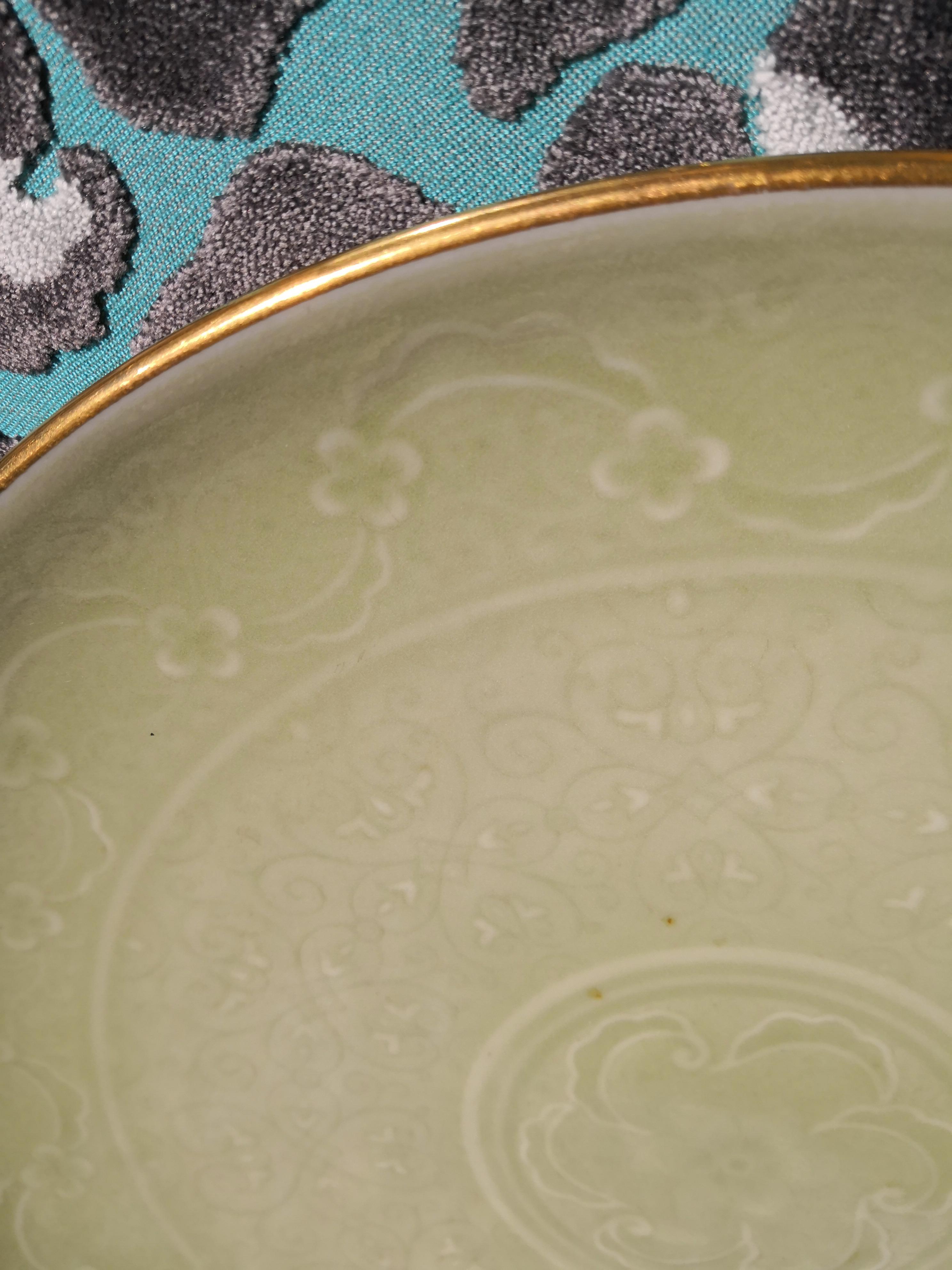  Art Deco Sevres Ceramic Plate in Celadon 1