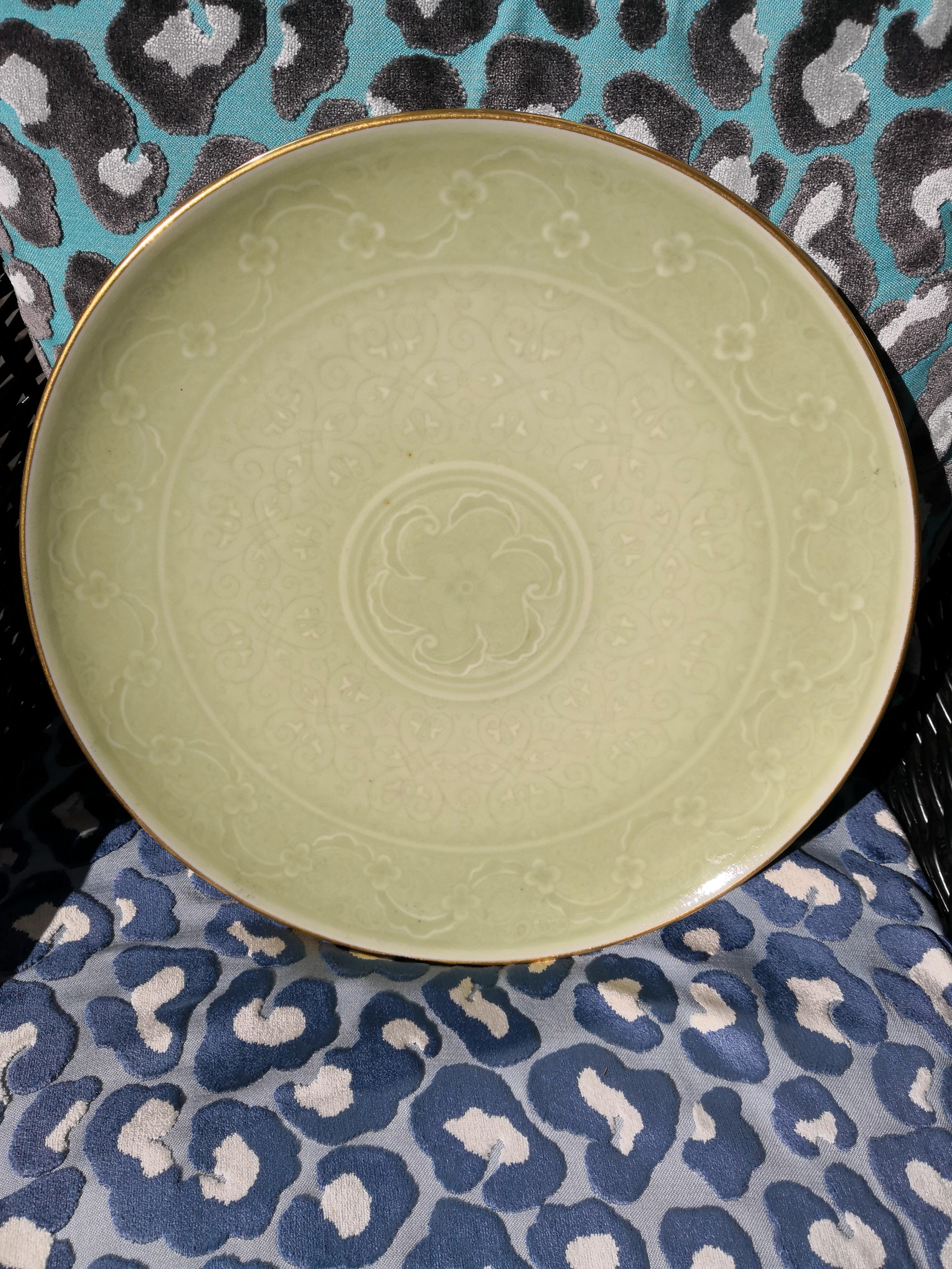  Art Deco Sevres Ceramic Plate in Celadon 3