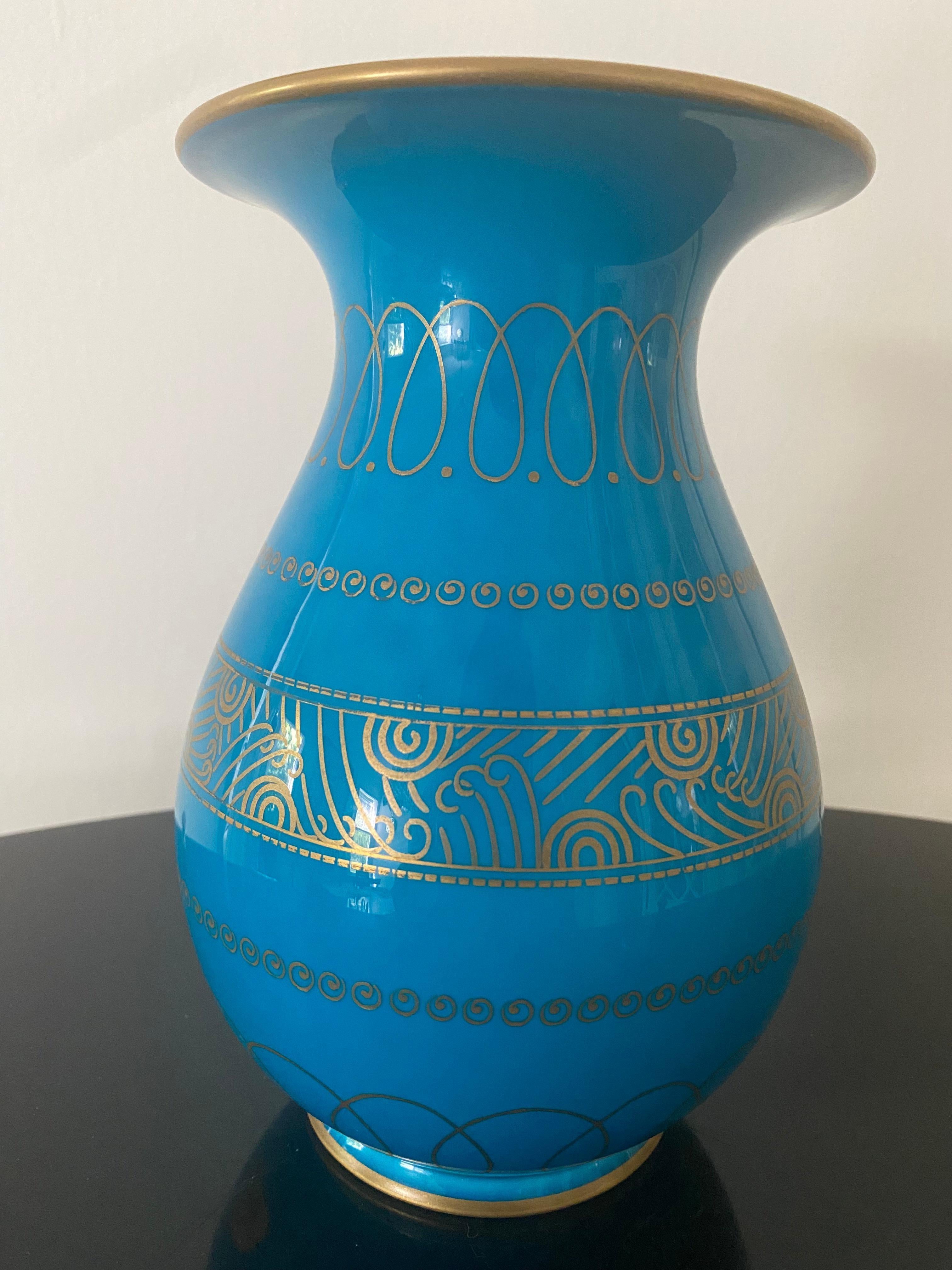 Hand-Painted Art Deco Sevres vase attrib Ruhlmann Lalique Haviland France porcelain Decoeur For Sale