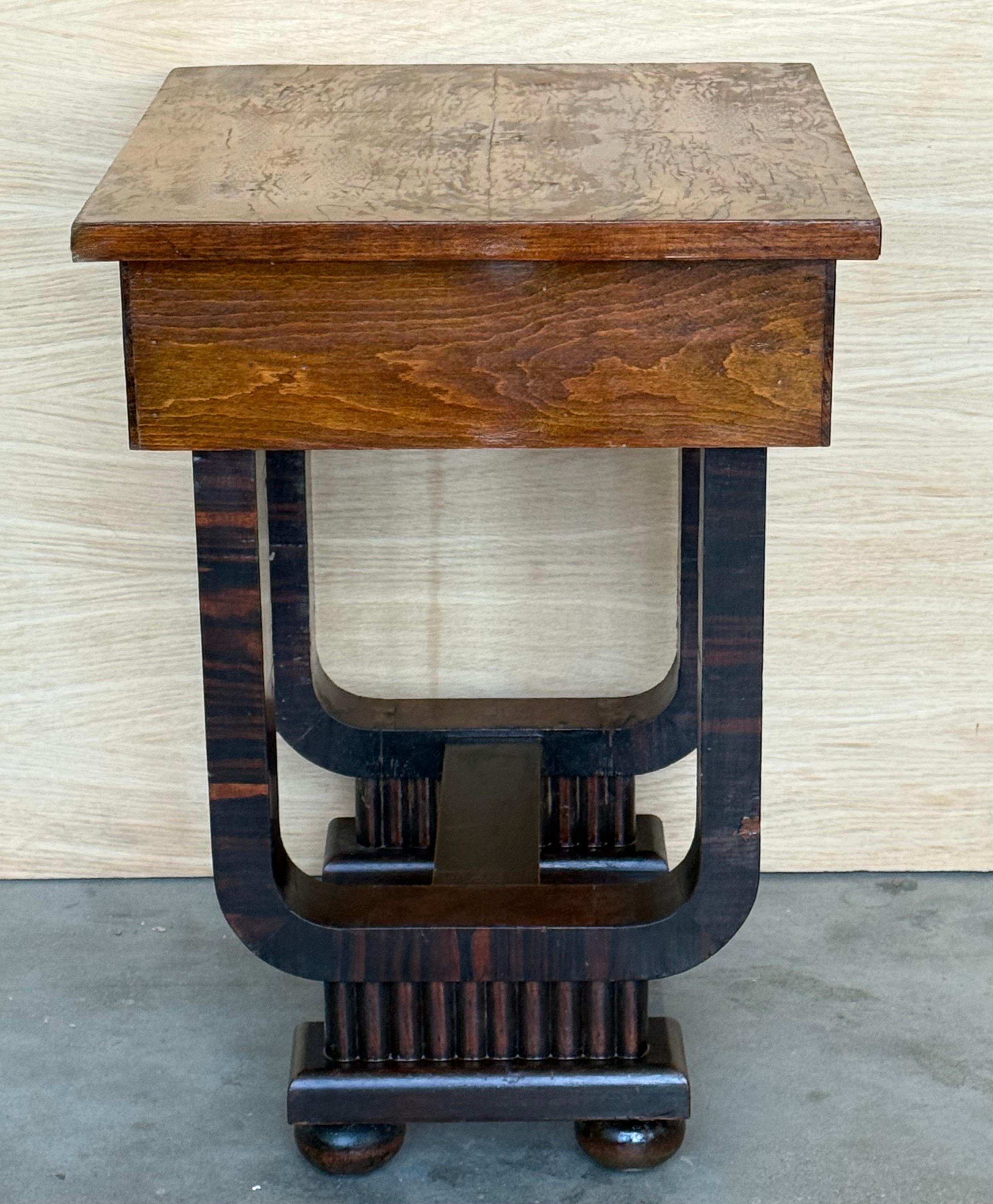 Art Deco Sewing Stand Work or Side table Table with Black Ebonized details For Sale 4