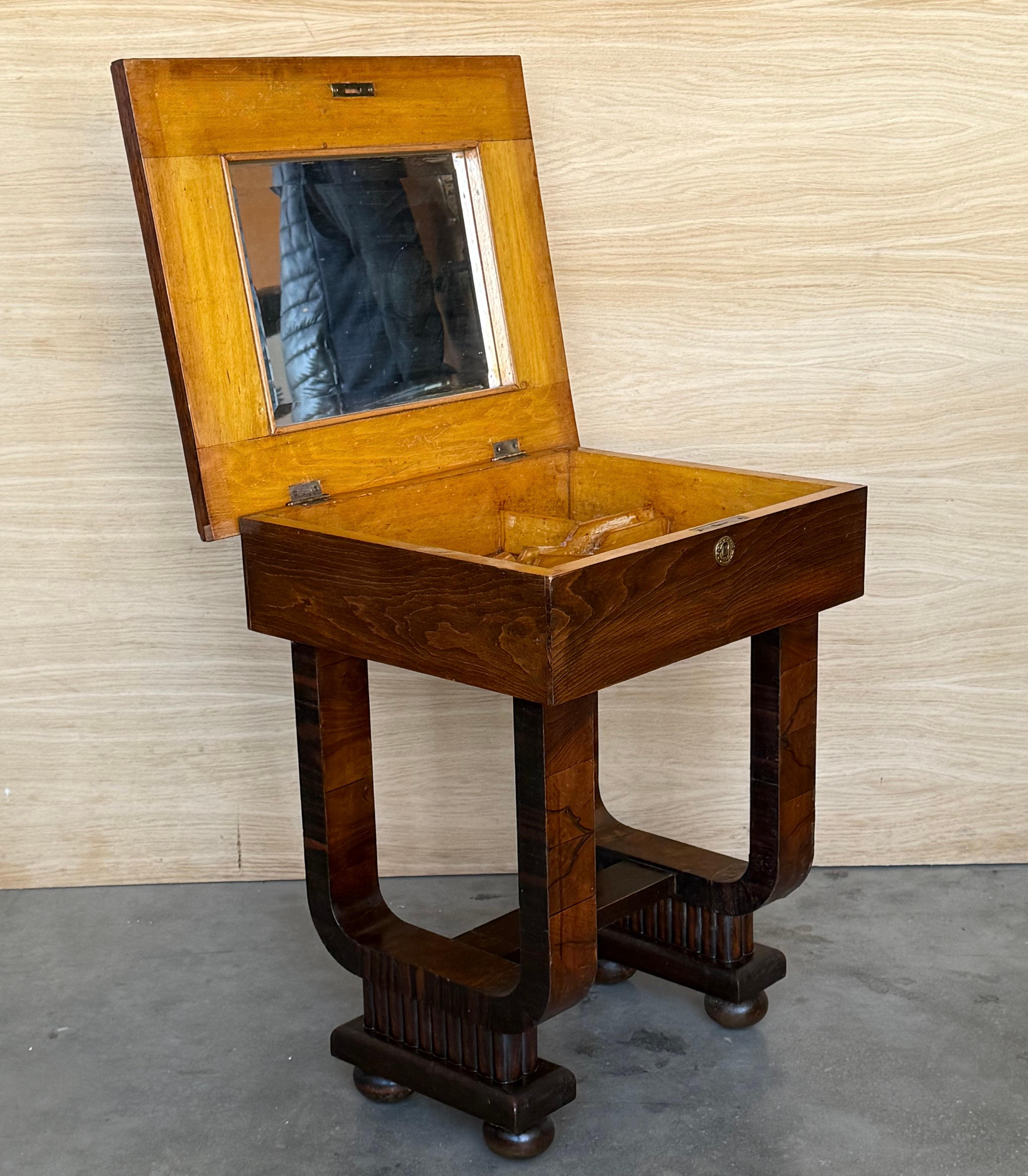 Art Deco Sewing Stand Work or Side table Table with Black Ebonized details For Sale 5