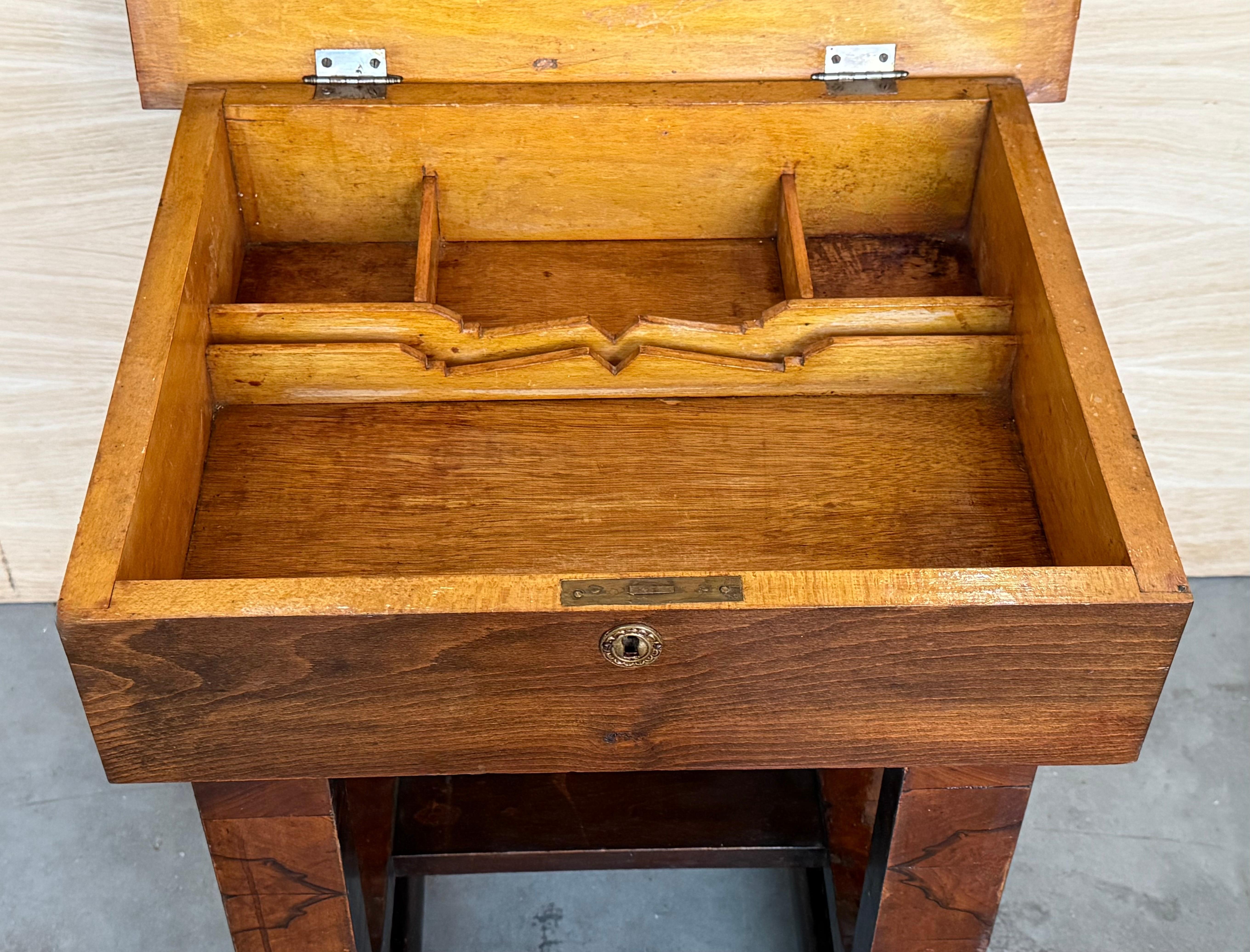 Art Deco Sewing Stand Work or Side table Table with Black Ebonized details For Sale 8