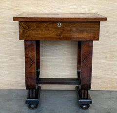 Art Deco Sewing Stand Work or Side table Table with Black Ebonized details
