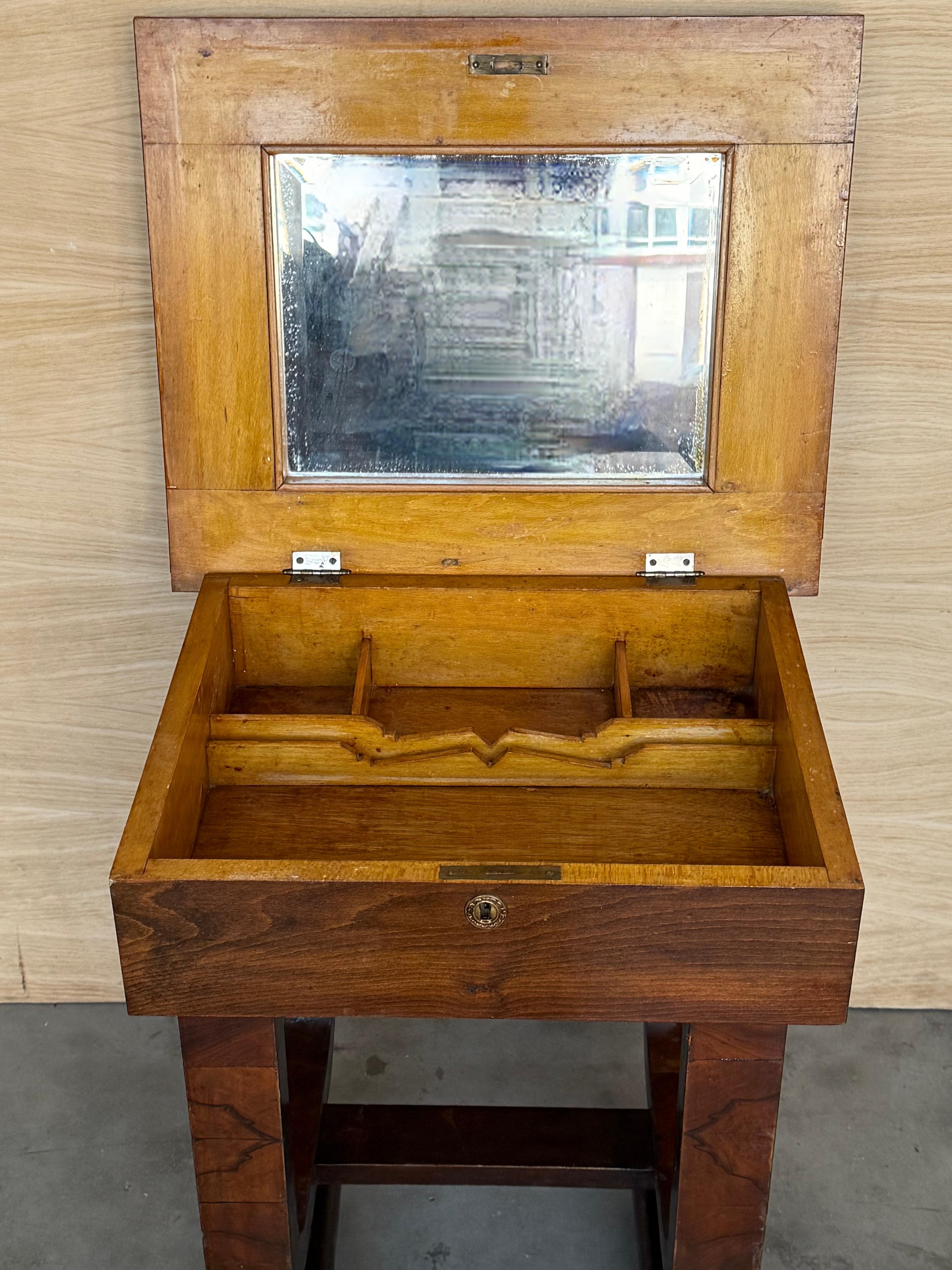 French Art Deco Sewing Stand Work or Side table Table with Black Ebonized details For Sale