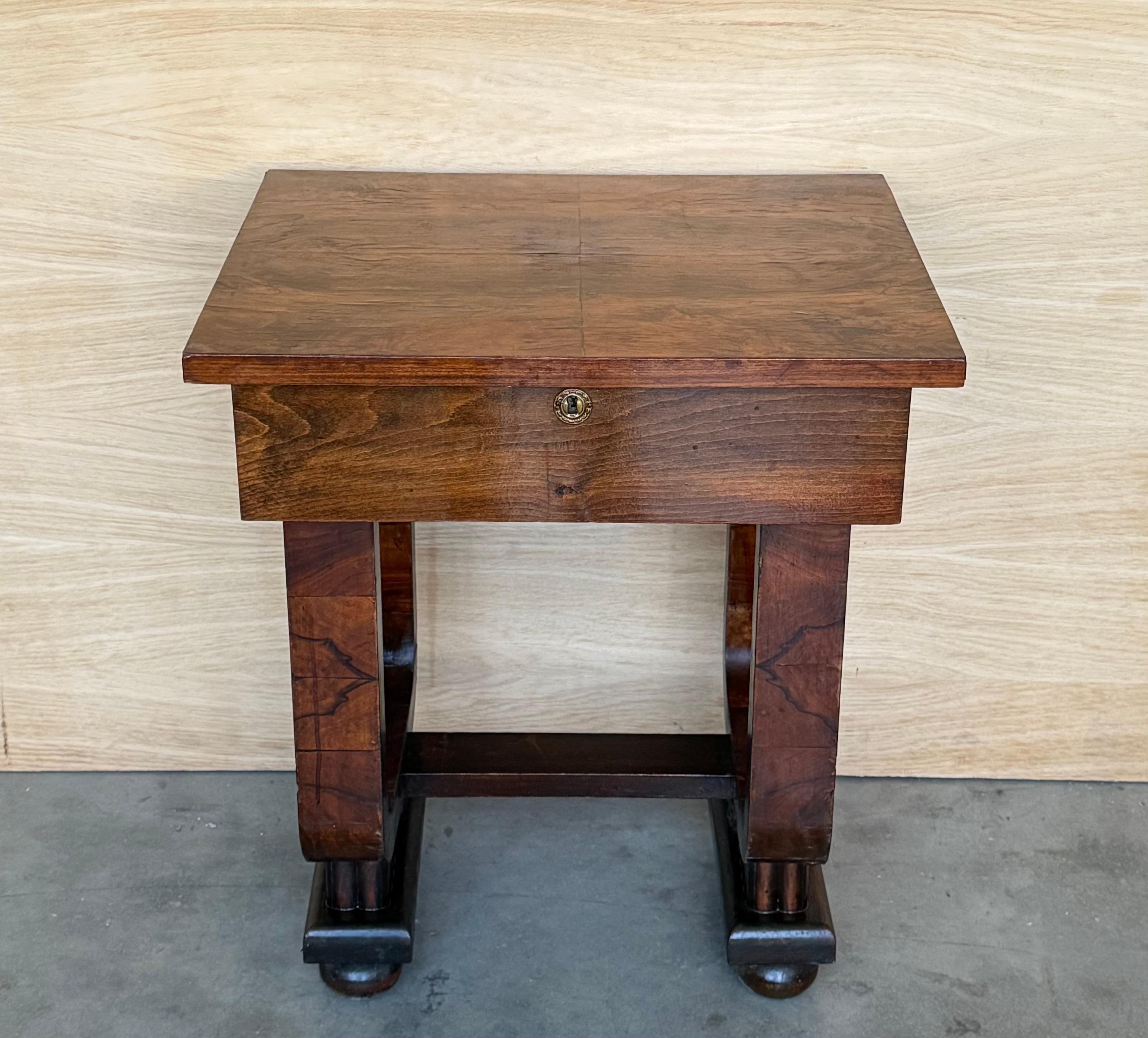 20th Century Art Deco Sewing Stand Work or Side table Table with Black Ebonized details For Sale