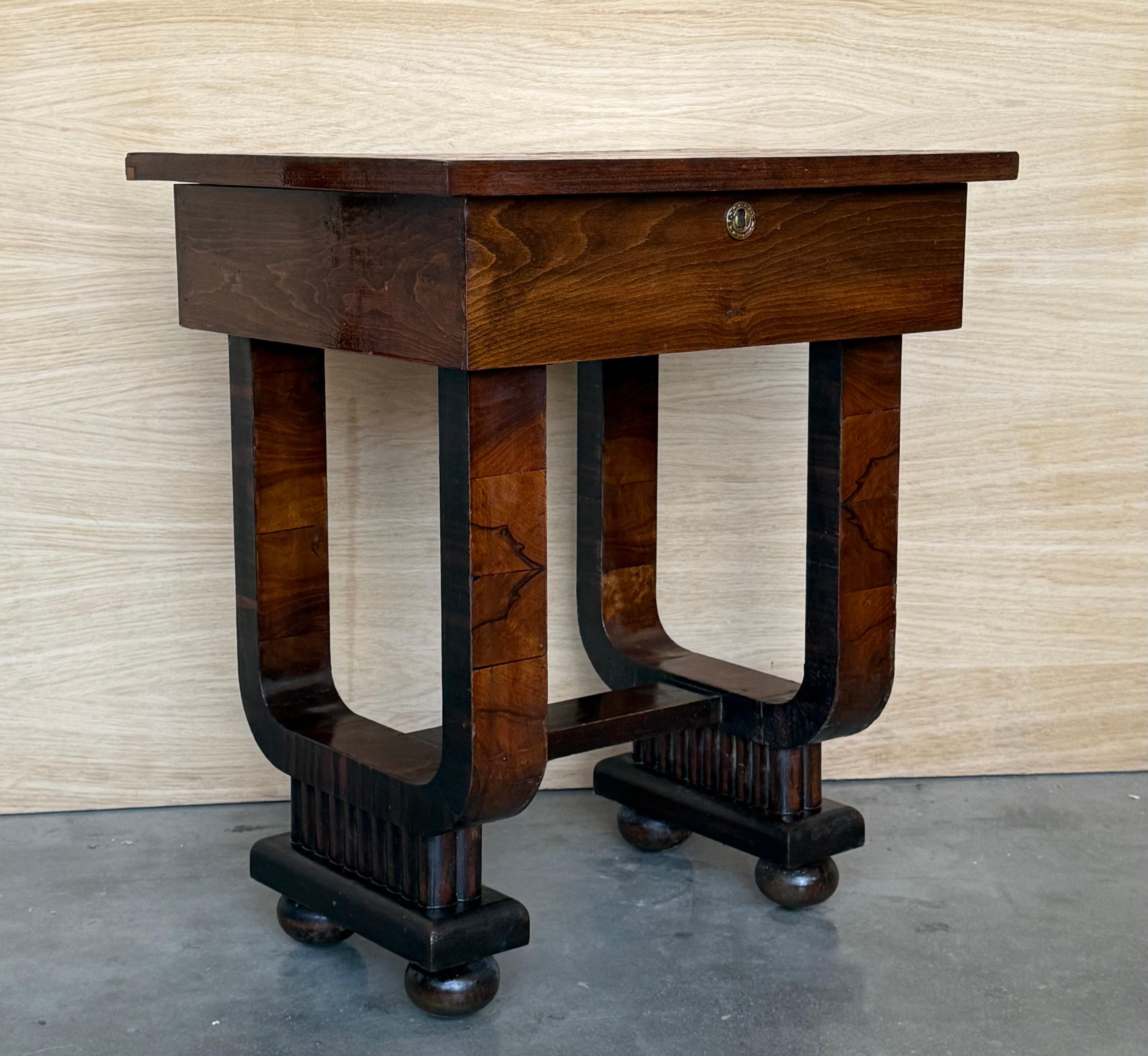 Wood Art Deco Sewing Stand Work or Side table Table with Black Ebonized details For Sale