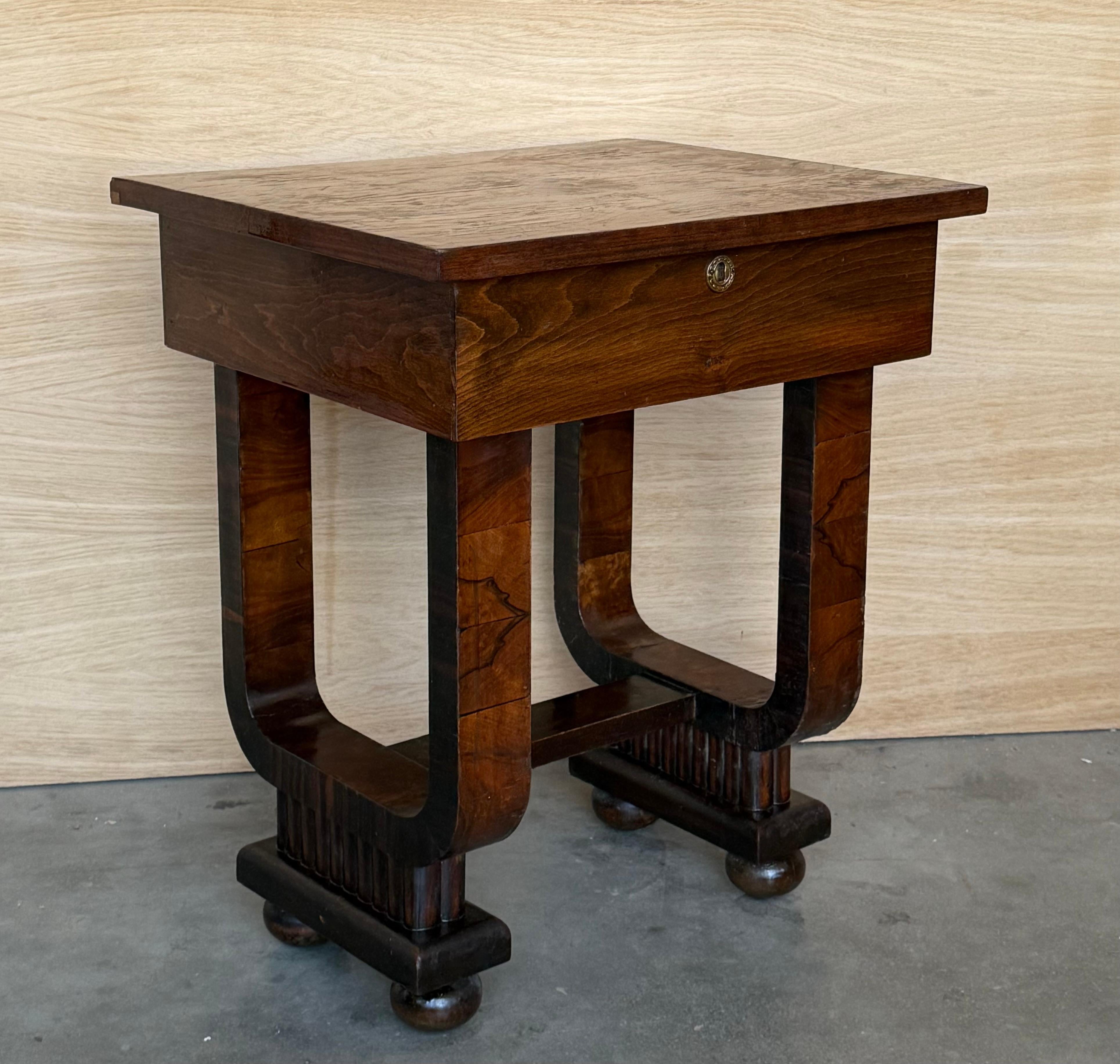Art Deco Sewing Stand Work or Side table Table with Black Ebonized details For Sale 1