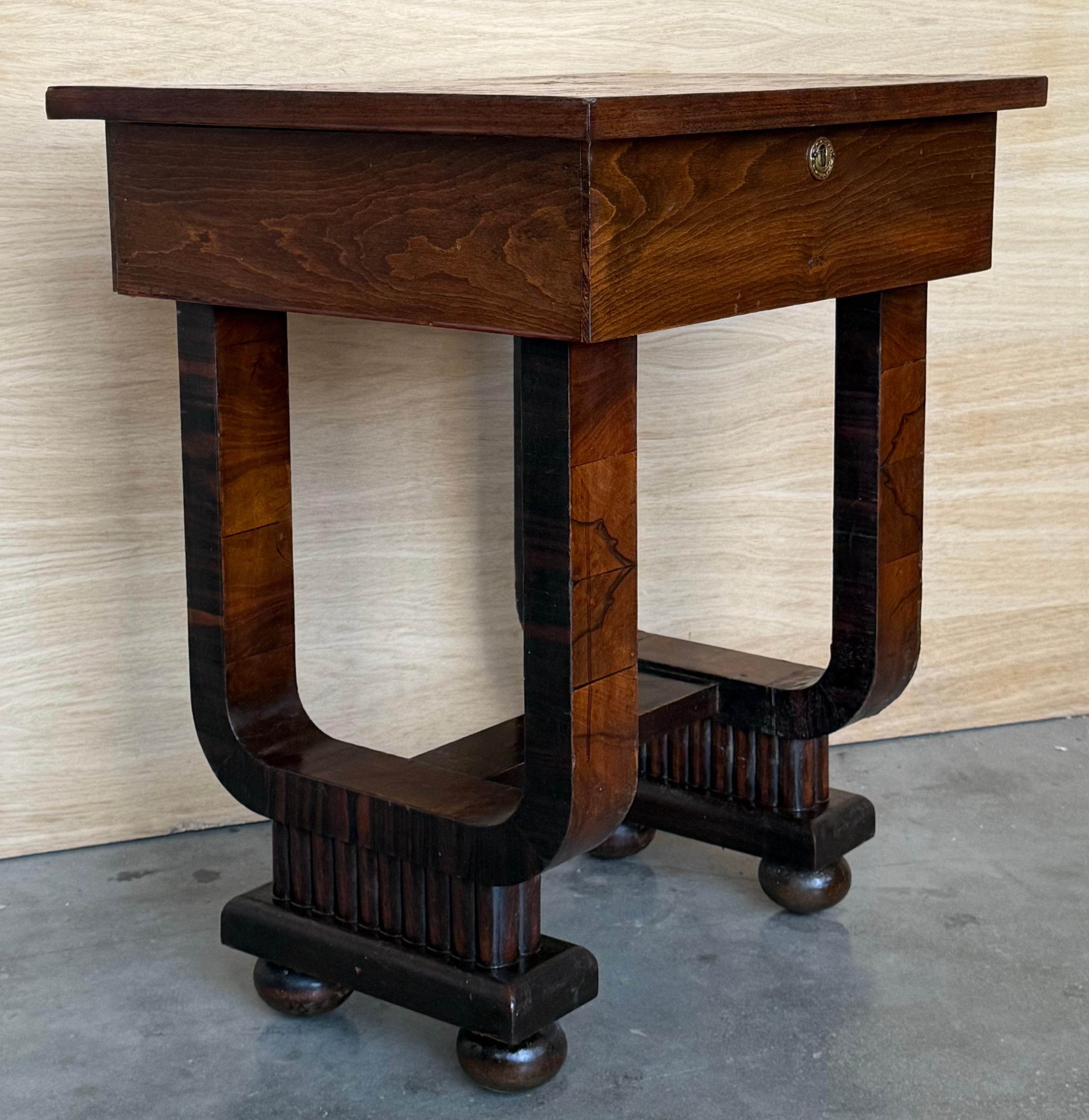Art Deco Sewing Stand Work or Side table Table with Black Ebonized details For Sale 2