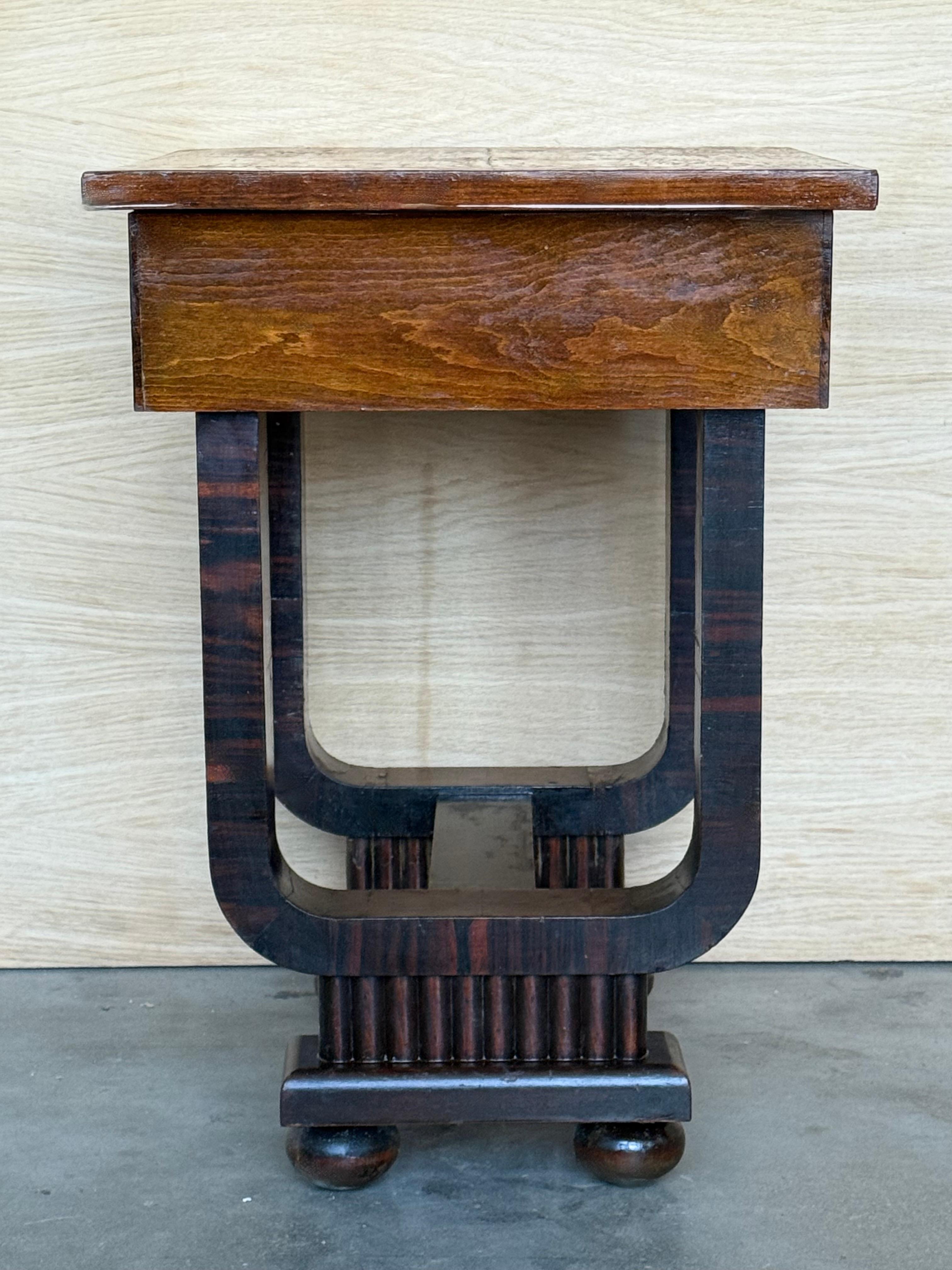 Art Deco Sewing Stand Work or Side table Table with Black Ebonized details For Sale 3