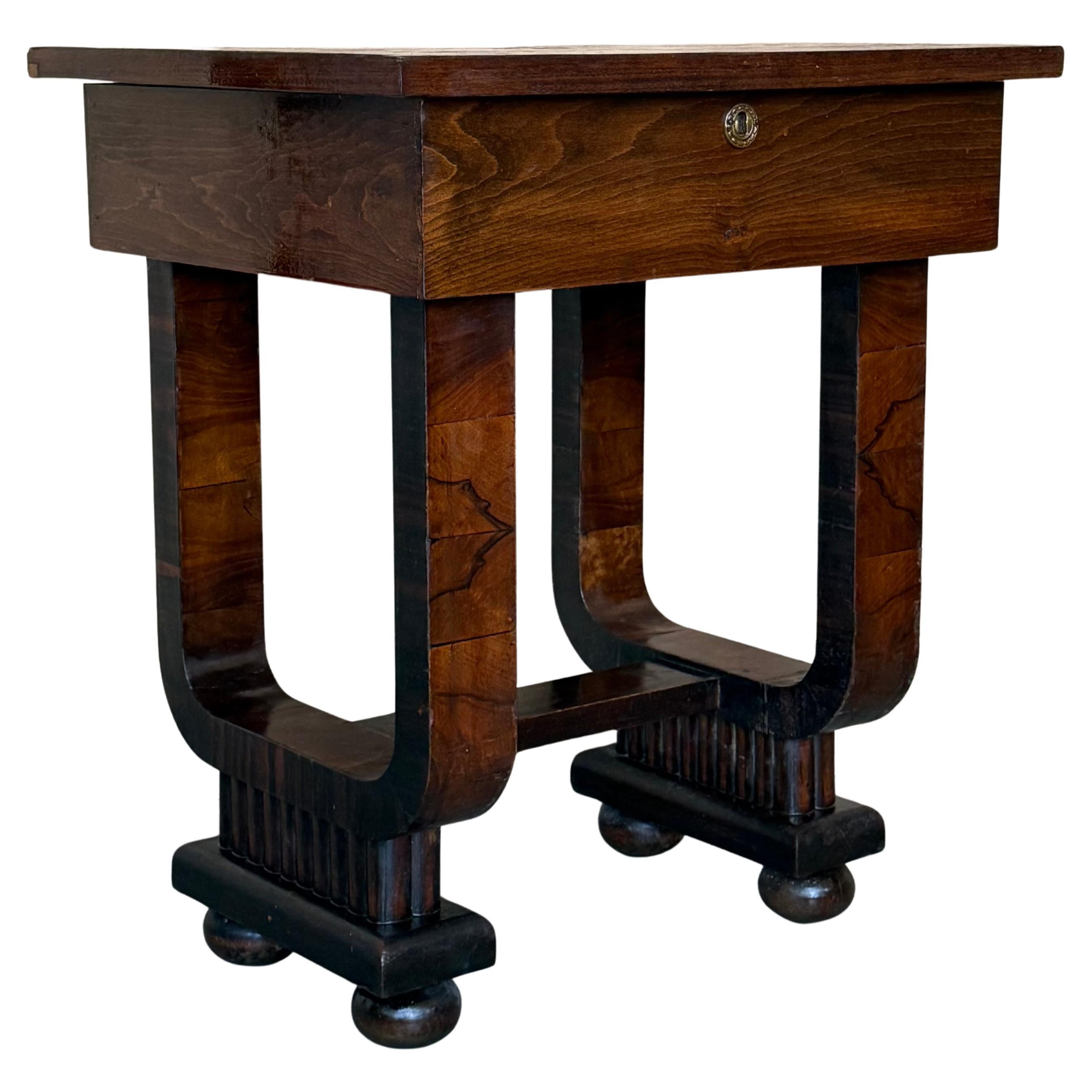 Art Deco Sewing Stand Work or Side table Table with Black Ebonized details