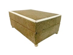 Art Deco Shagreen Cigarette Box on Ball Feet and Bone Edged Top