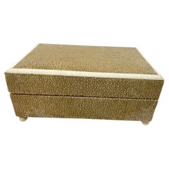 Art Deco Shagreen Cigarette Box on Ball Feet and Bone Edged Top