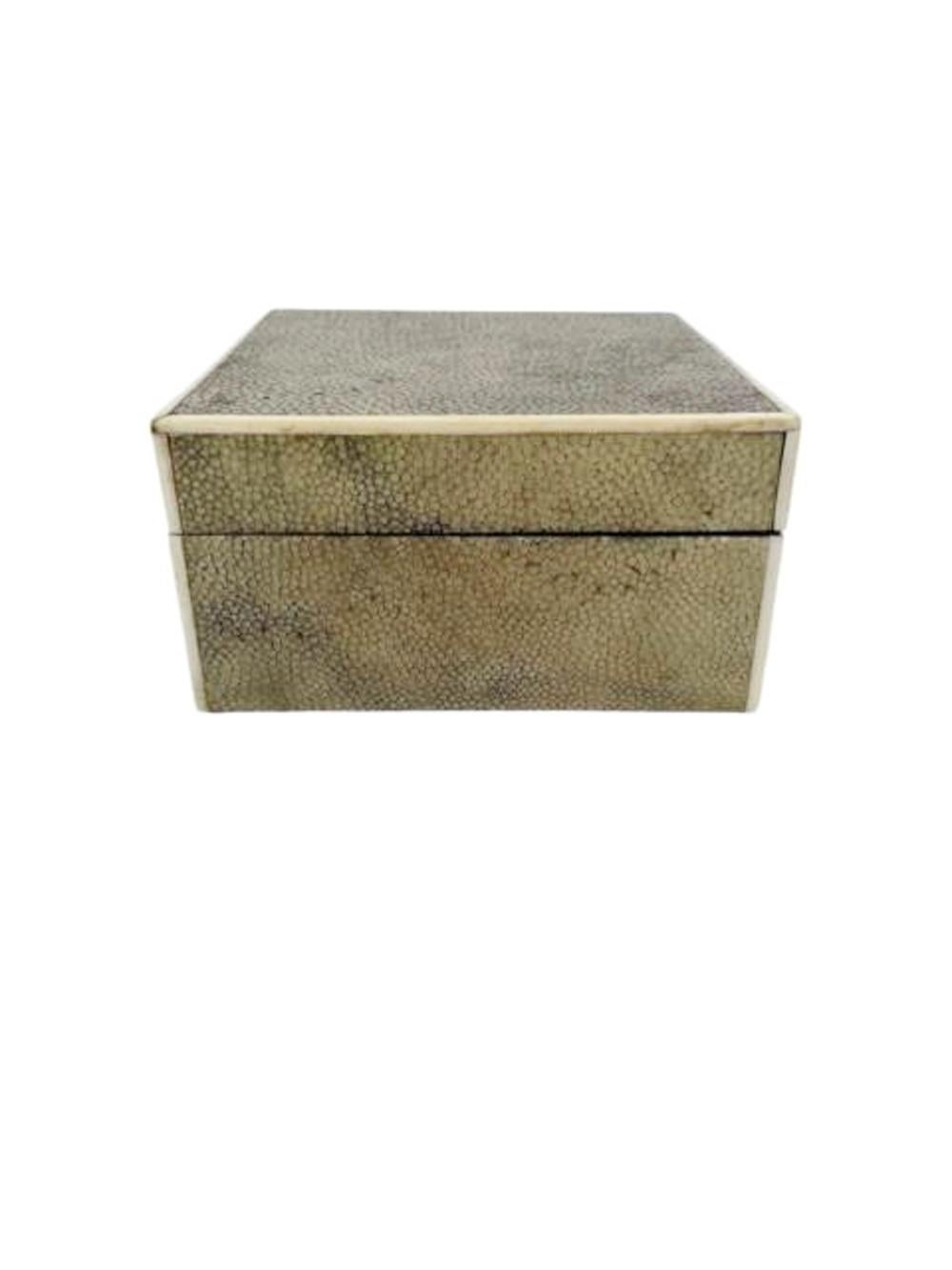 Art Deco Shagreen Covered Box with Bone Edges, Marked 