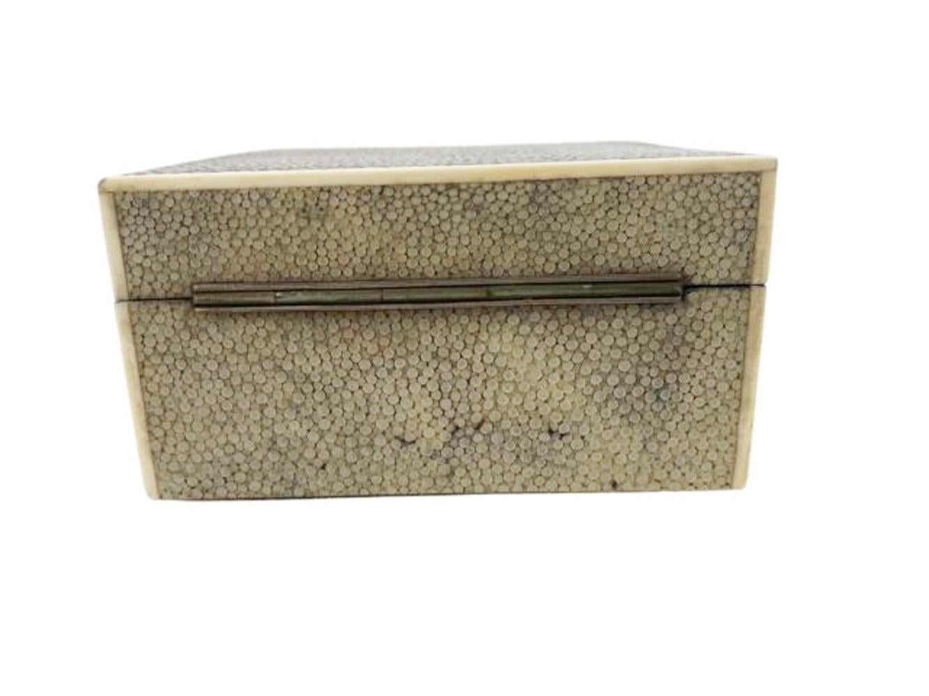 Art Deco Shagreen Covered Box with Bone Edges, Marked 