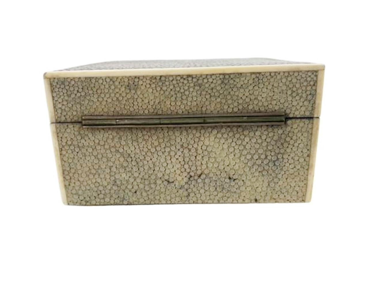 Art Deco Shagreen Covered Box with Bone Edges, Marked 