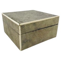 Caja Art Decó revestida de piel de raya con bordes de hueso, marcada "London Made"