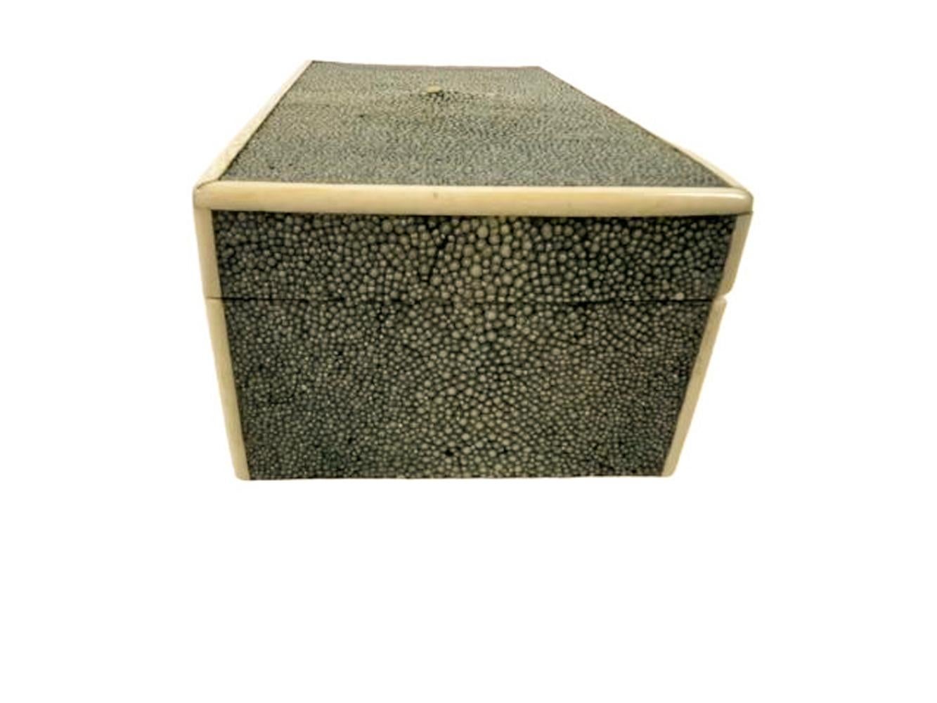 Art Deco Shagreen Covered Wood Box w/Bone Edges In Good Condition In Chapel Hill, NC