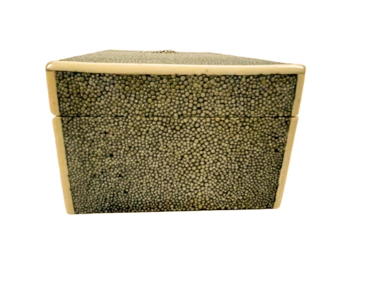 20th Century Art Deco Shagreen Covered Wood Box w/Bone Edges
