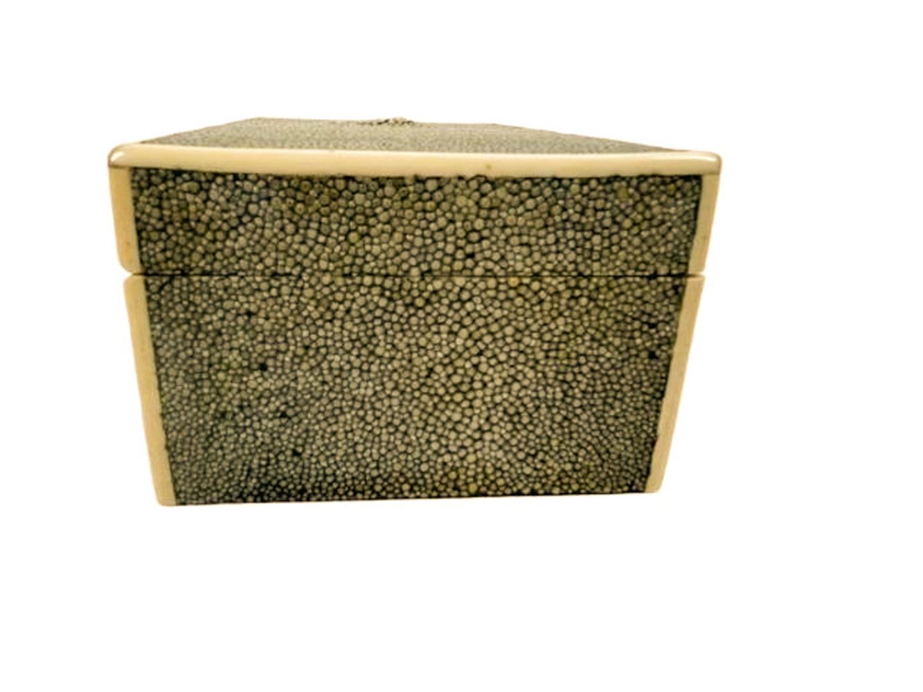 Art Deco Shagreen Covered Wood Box w/Bone Edges In Good Condition In Chapel Hill, NC