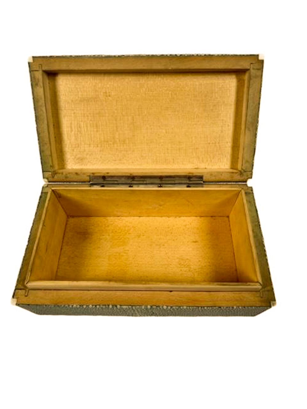 Art Deco Shagreen Covered Wood Box w/Bone Edges 1