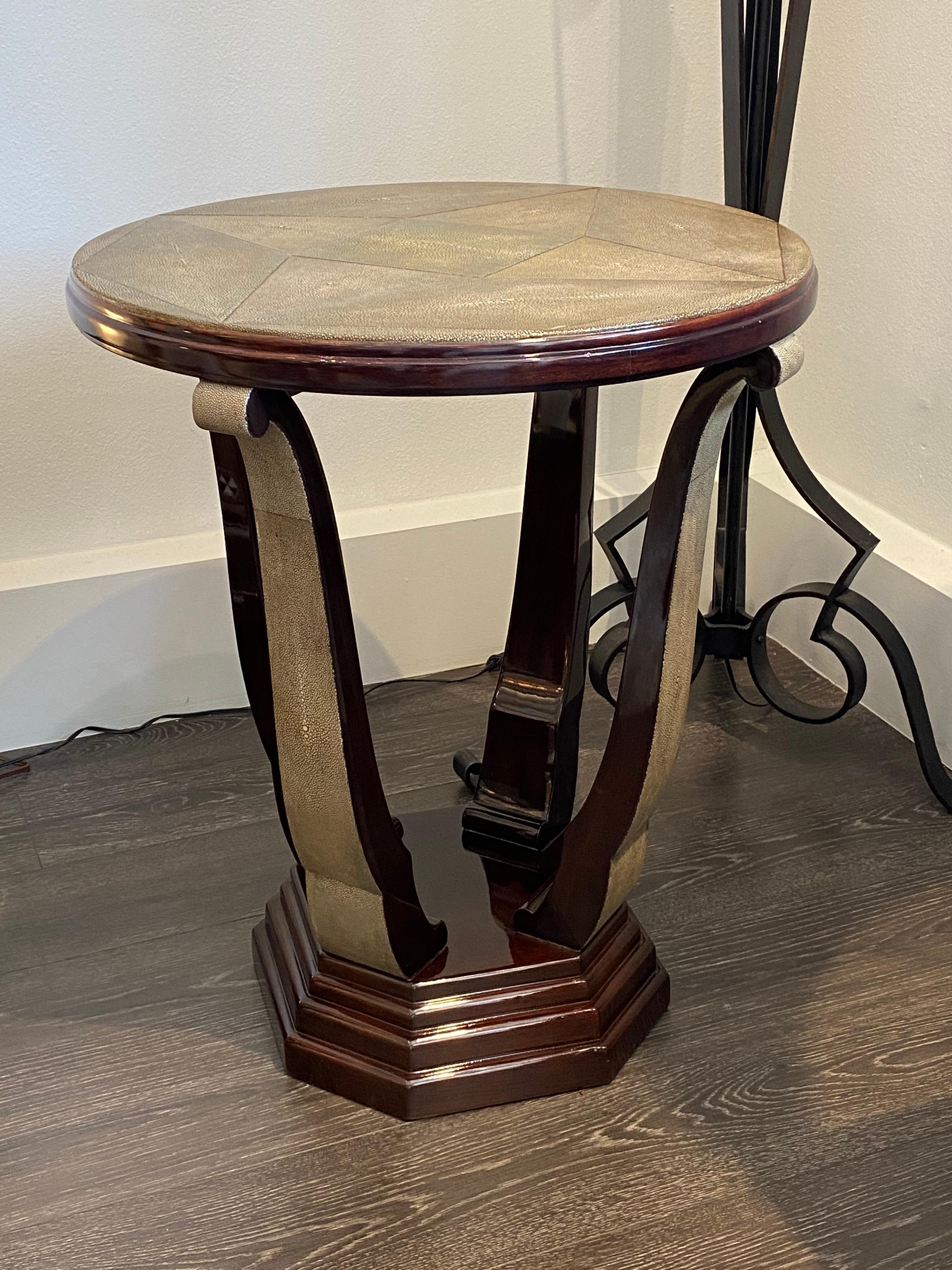 French Art Deco Shagreen Entry/Side Table For Sale