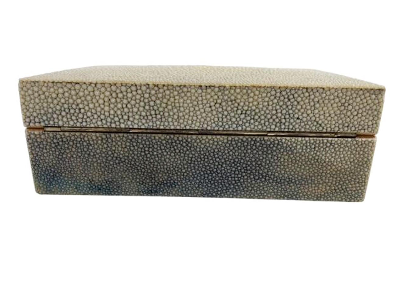 English Art Deco Shagreen (Ray Skin) Veneer Covered Wood Cigar or Cigarette Box
