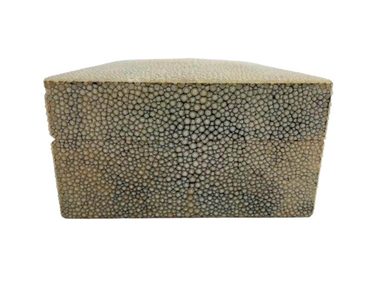 Art Deco Shagreen (Ray Skin) Veneer Covered Wood Cigar or Cigarette Box In Good Condition In Chapel Hill, NC