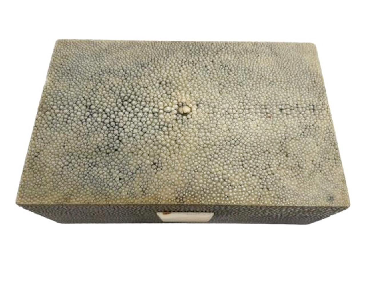 20th Century Art Deco Shagreen (Ray Skin) Veneer Covered Wood Cigar or Cigarette Box